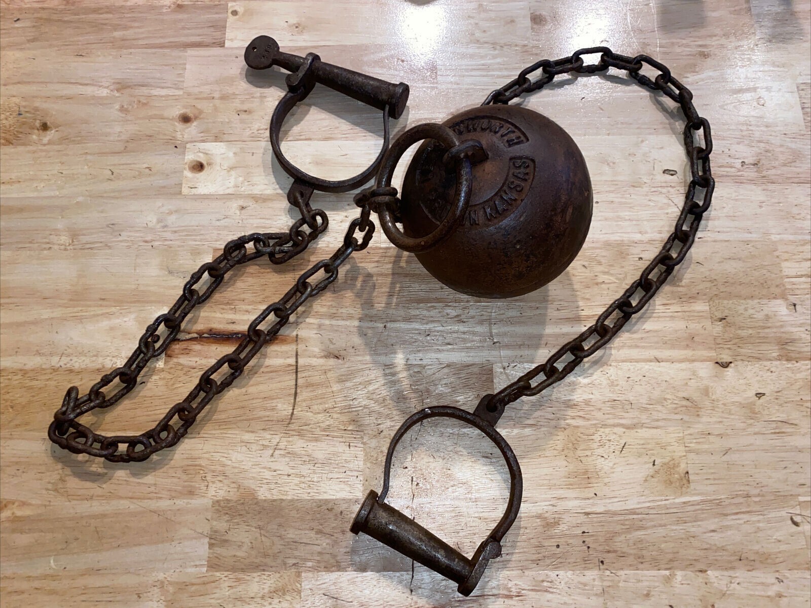 Antique YUMA Ball & Chain Cuffs Cast Iron antiqu Shackles Cuffs KANSAS Prison, Antique YUMA Ball & Chain Cuffs Cast Iron antiqu Shackles Cuffs KANSAS Prison,