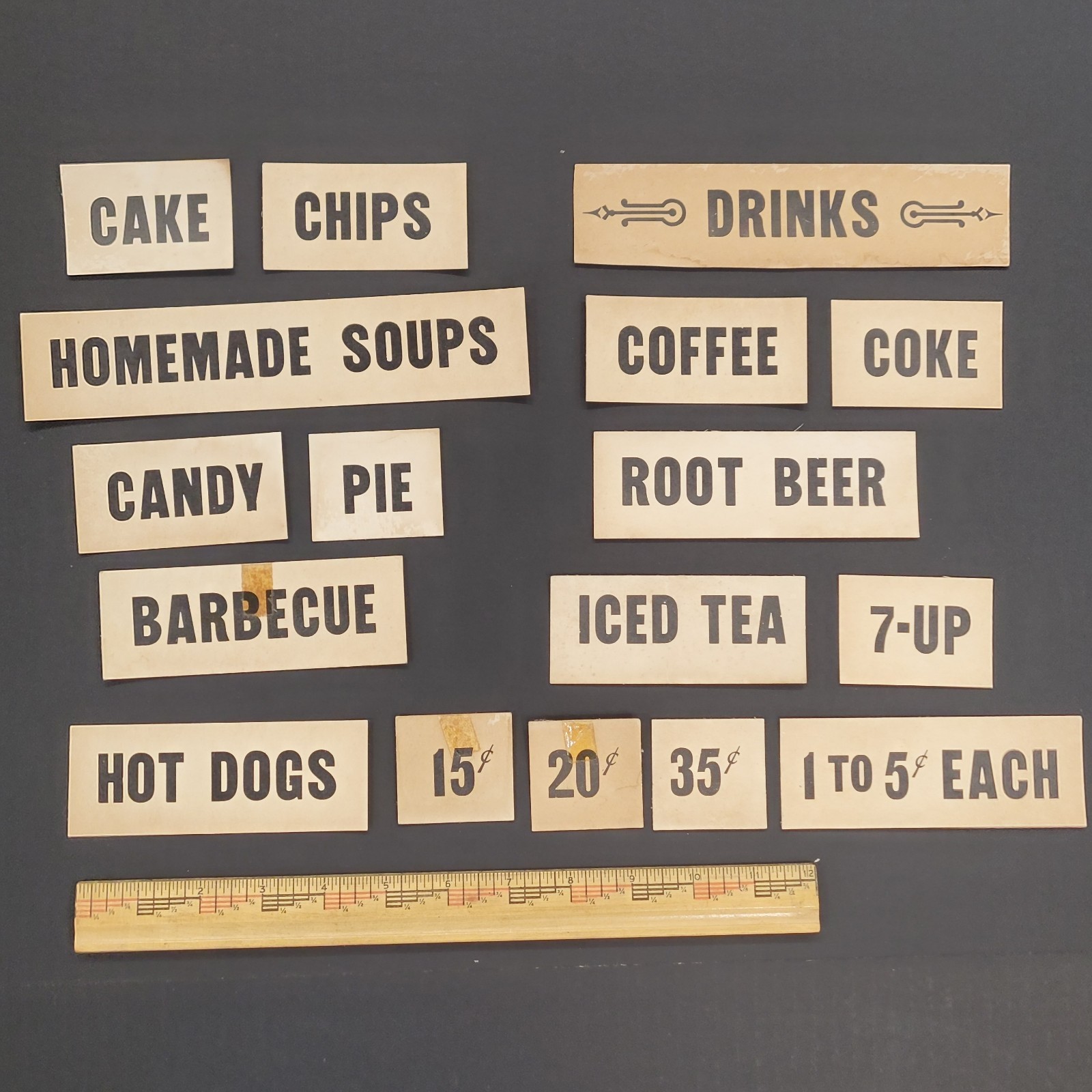 vintage MENU BOARD Sign Cardboard Inserts Diner Restaurant Snack Bar Food/Drink