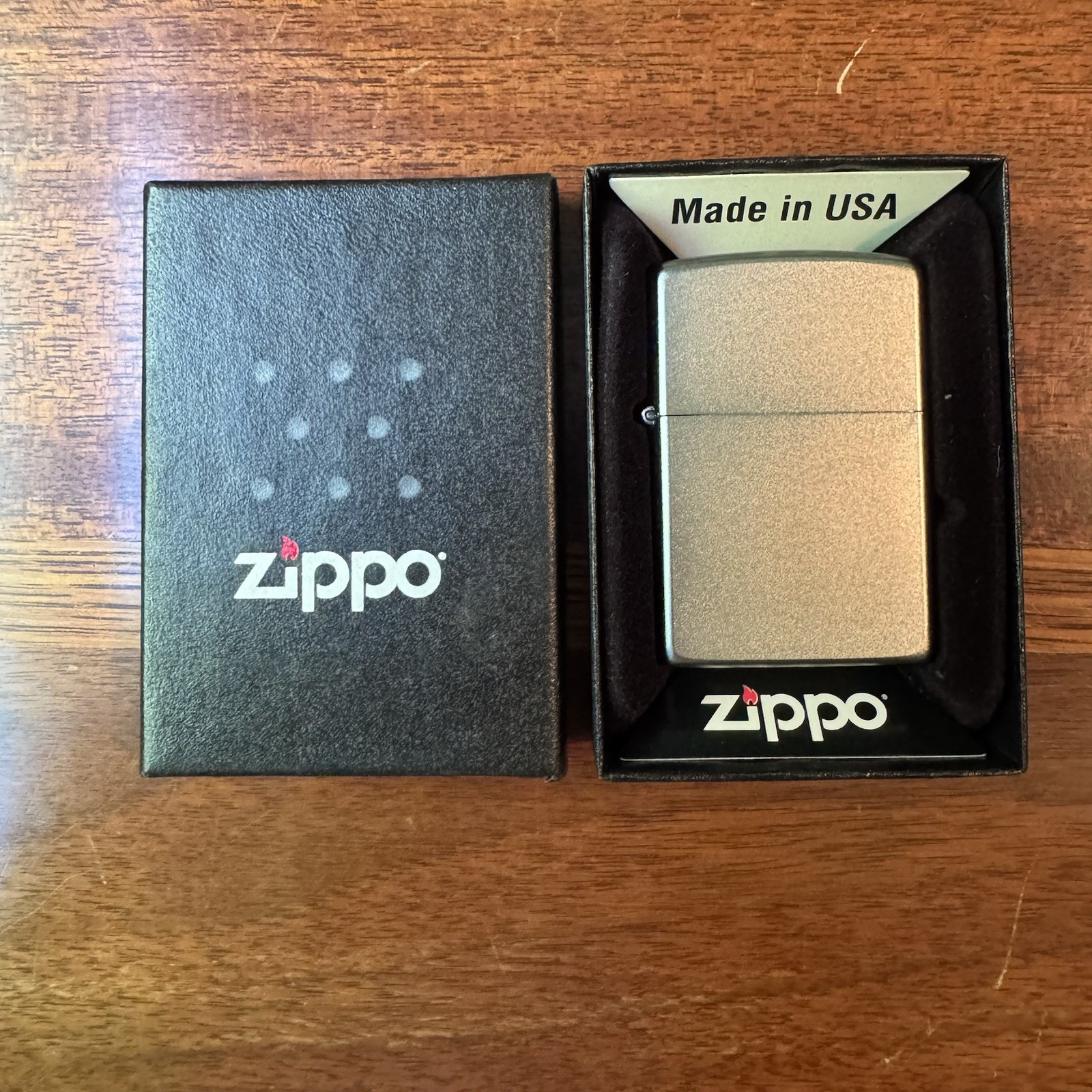 Zippo Lighter 205 Satin Chrome Brand New With Box
