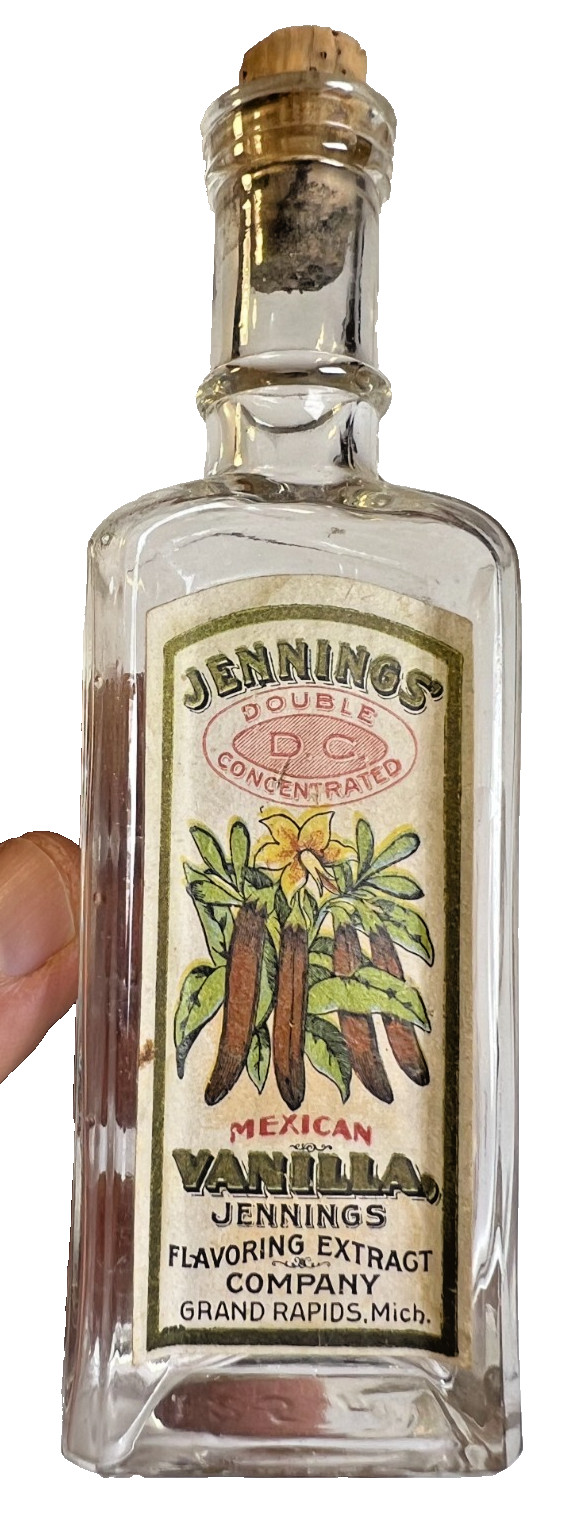 Antique Jennings Mexican Vanilla Extract Bottle Original Label Cork Grand Rapids Antique Jennings Mexican Vanilla Extract Bottle Original Label Cork Grand Rapids