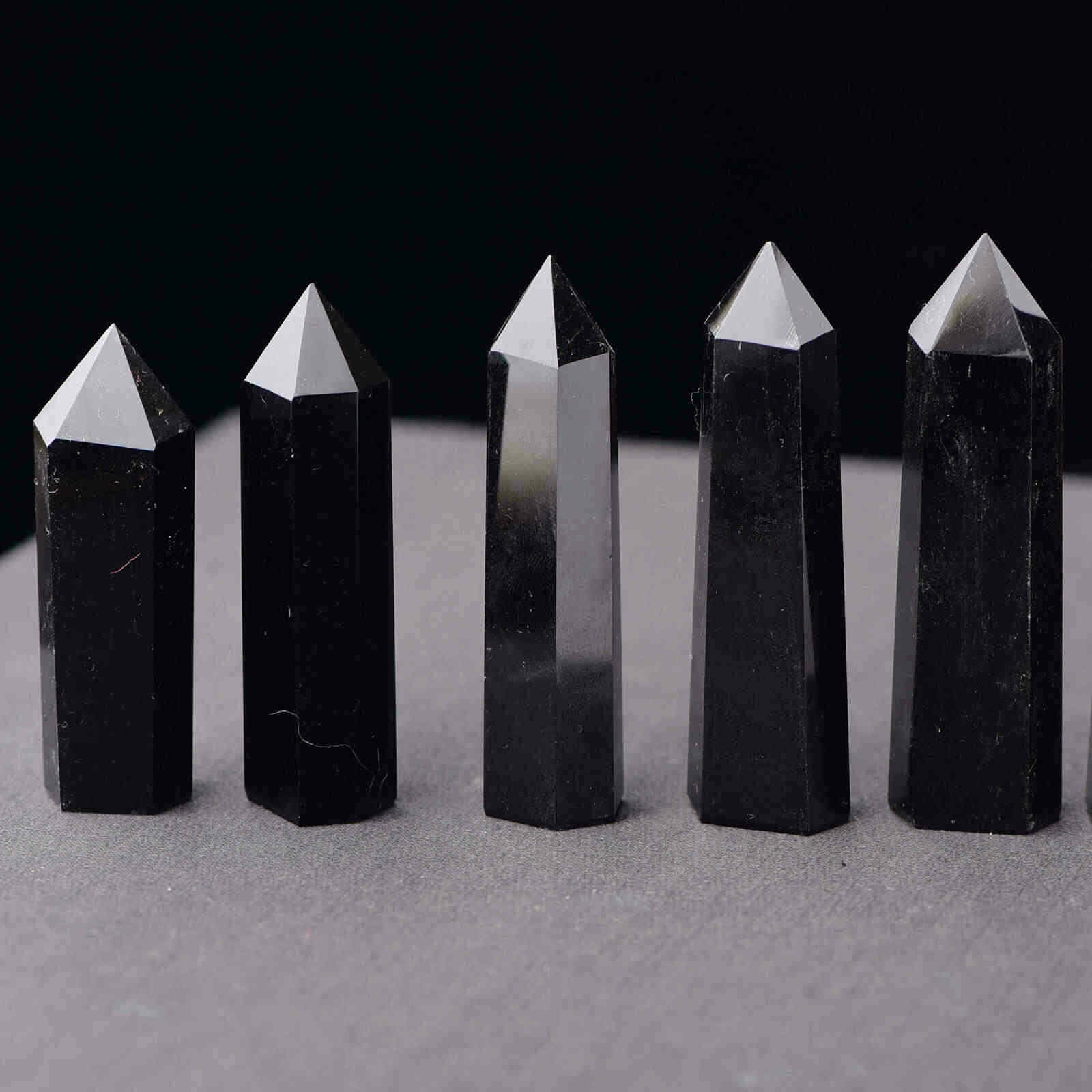 5Pcs Natural Gemstone Obsidian Quartz Crystal Point Obelisk Mineral Reiki 6-7cm