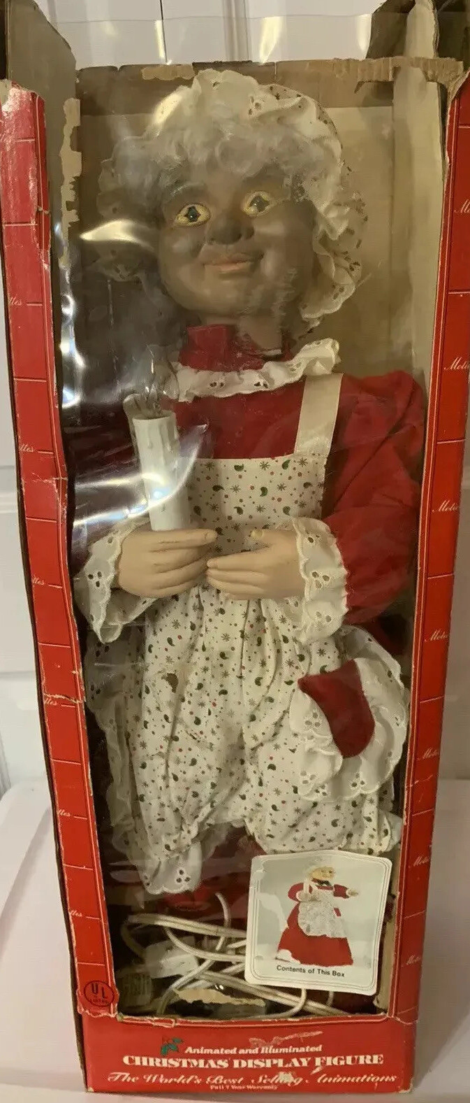 Vtg Animated Mrs SANTA CLAUS Lighted TELCO Motion-ettes Original Box scary Doll Vtg Animated Mrs SANTA CLAUS Lighted TELCO Motion-ettes Original Box scary Doll