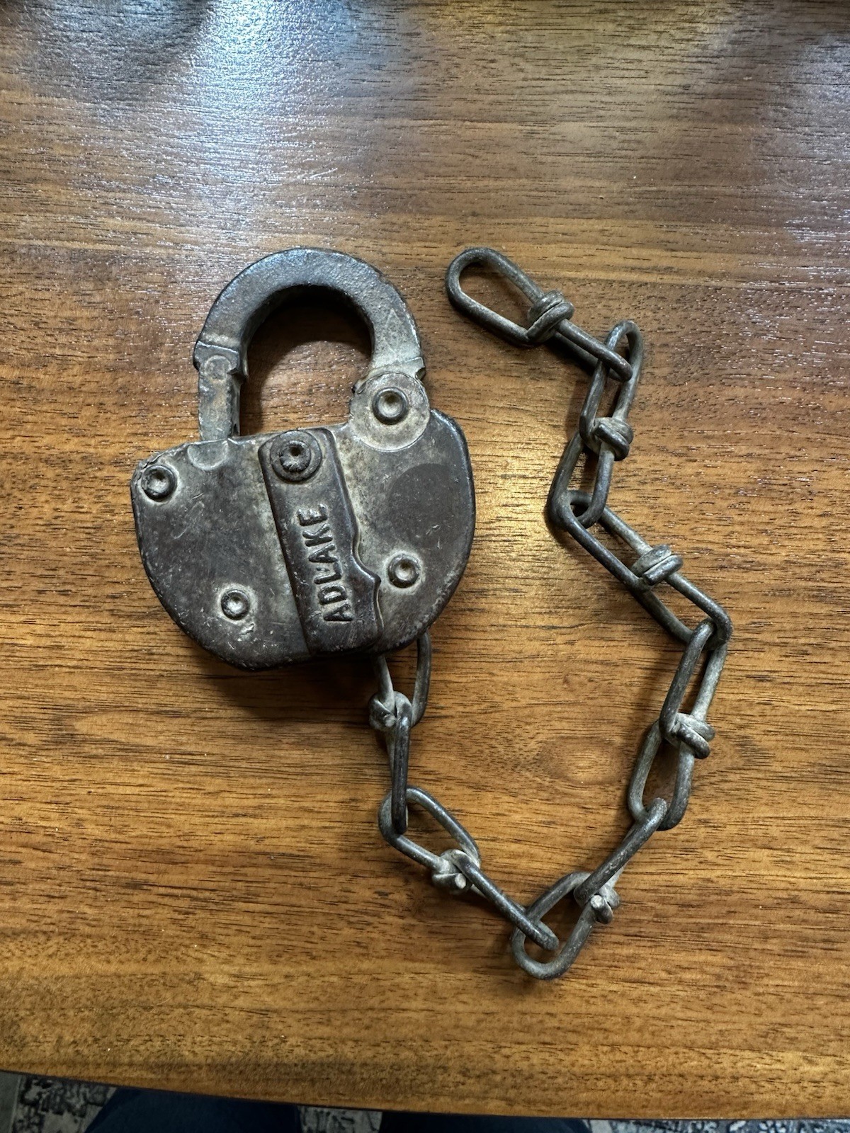 Vintage ADLAKE SOU RR Railroad Padlock Lock w/ Chain No Key Antique