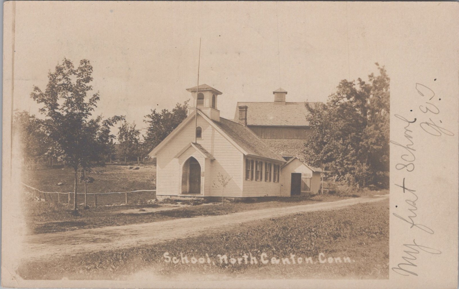 One Room Schoolhouse North Canton CT Dirt Road Barn RPPC Foote 1907 Postcard