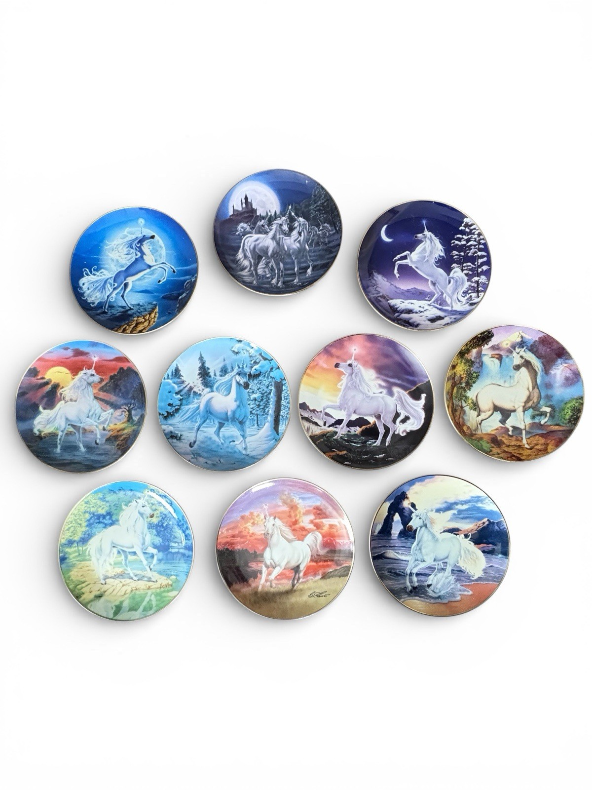 Celestial Unicorn Decorative Plates - Franklin Mint Diamond Fantasy Celestial Unicorn Decorative Plates - Franklin Mint Diamond Fantasy