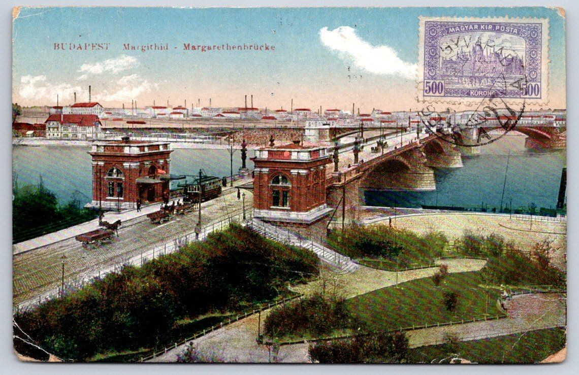 Antique Hungary Postcard BUDAPEST Margaret Bridge 1923 Antique Hungary Postcard BUDAPEST Margaret Bridge 1923
