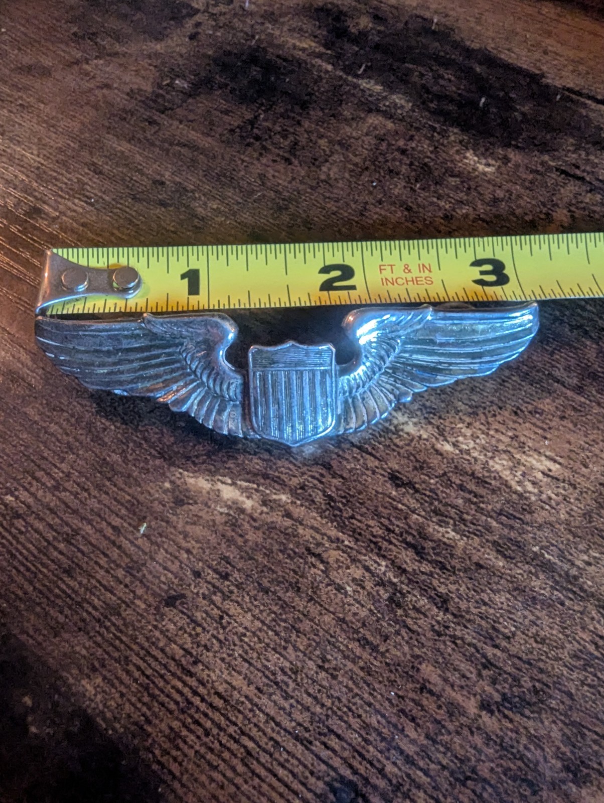 Original WWII USAAF 3" Pilot's Wing Pinback Badge Original WWII USAAF 3" Pilot's Wing Pinback Badge