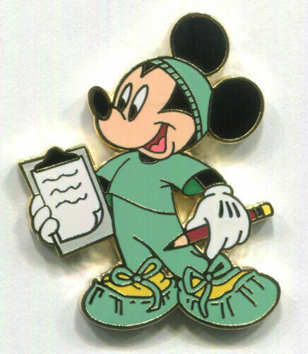 Disney Pins Mickey Mouse as Doctor Surgeon in Green Scrubs Pin