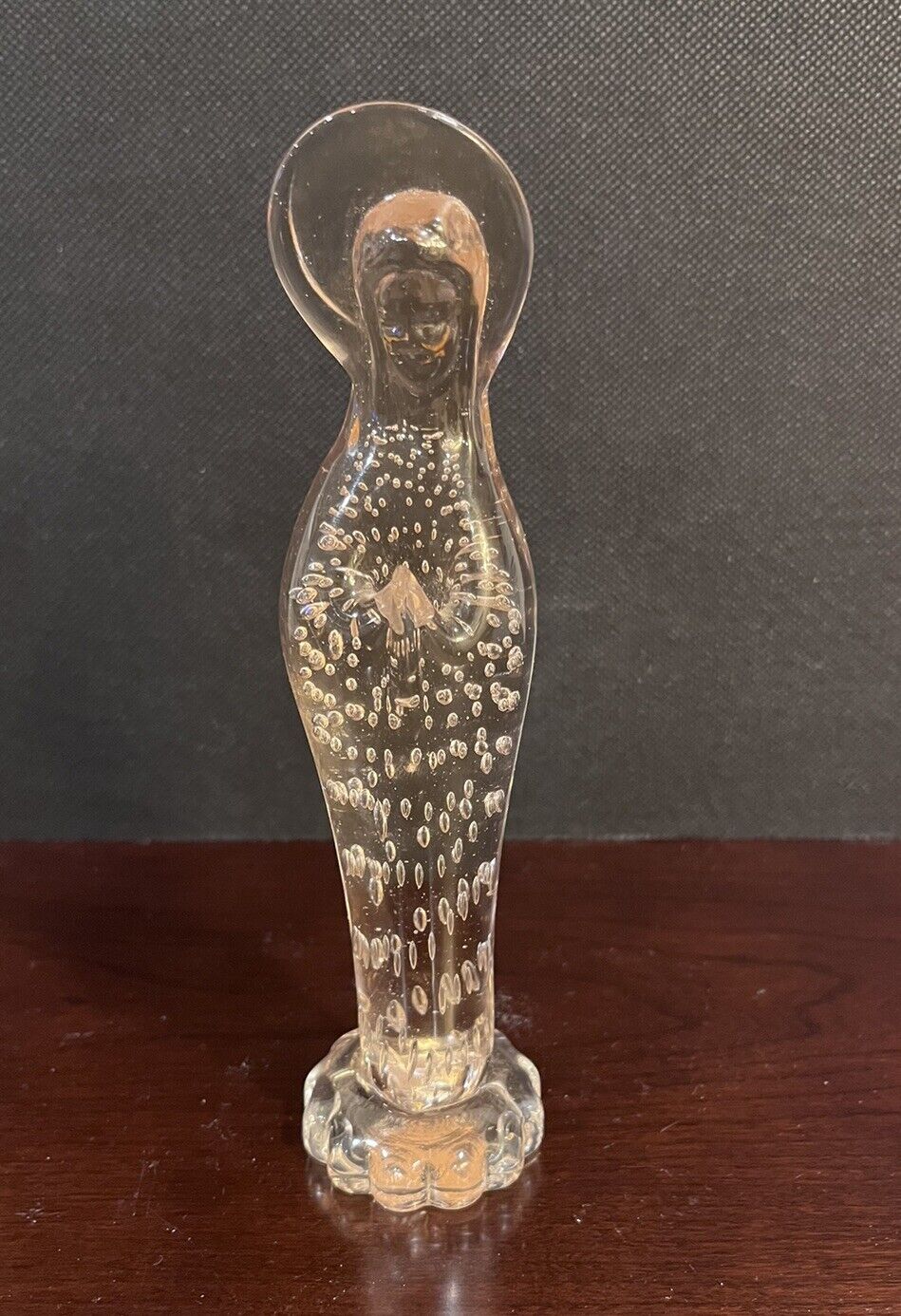 Vintage Madonna Glass Statue With Controlled Bubbles 