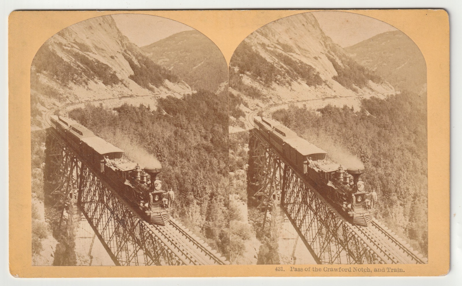 PASS OF CRAWFORD NOTCH - P & O RAILROAD TRAIN - WHITE MOUNTAINS - NEW HAMPSHIRE PASS OF CRAWFORD NOTCH - P & O RAILROAD TRAIN - WHITE MOUNTAINS - NEW HAMPSHIRE