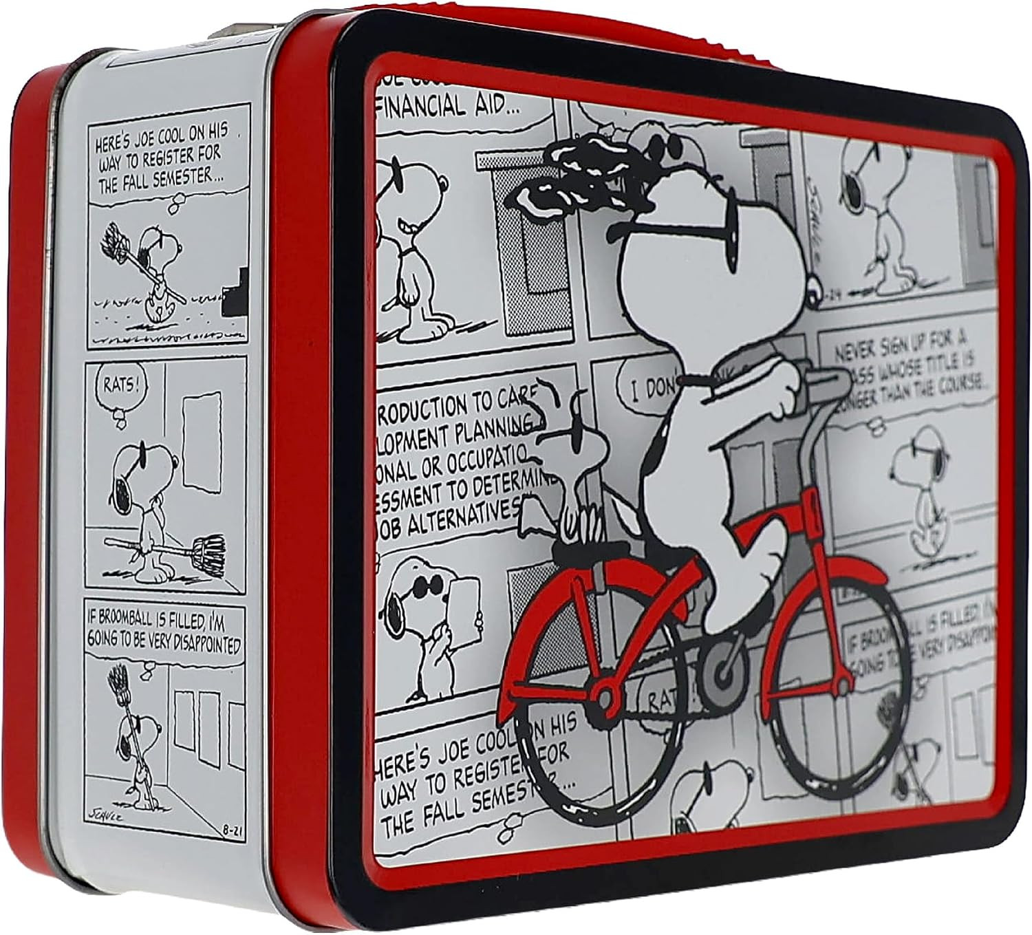 Peanuts Joe Cool Vintage Fun Box - Sturdy Tin Storage with Plastic Handle & Embo