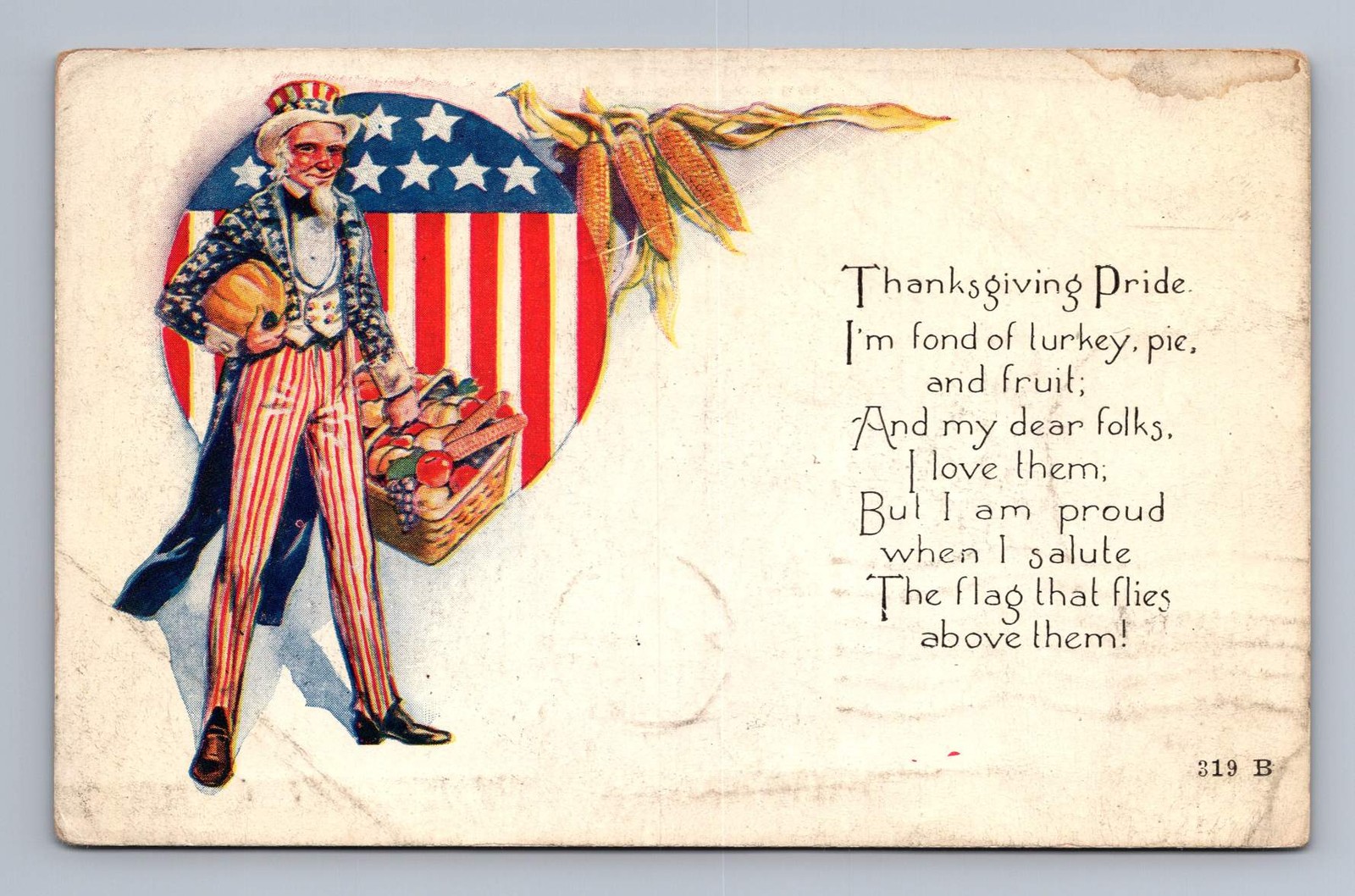 Newtown Pennsylvania LANSDOWNE Thanksgiving Patriotic Uncle Sam 1919 Newtown Pennsylvania LANSDOWNE Thanksgiving Patriotic Uncle Sam 1919