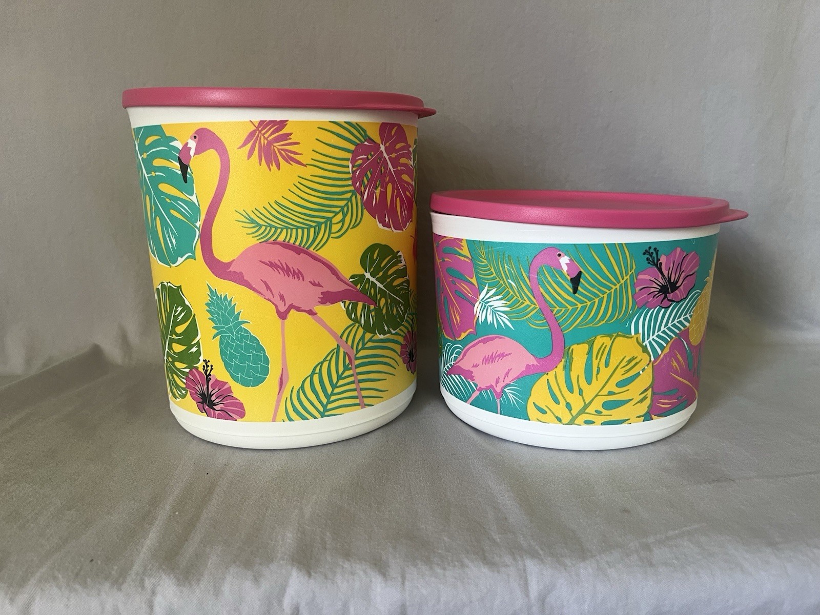 Tupperware Flamingo Canisters With Lids 2 BRAND NEW Tupperware Flamingo Canisters With Lids 2 BRAND NEW