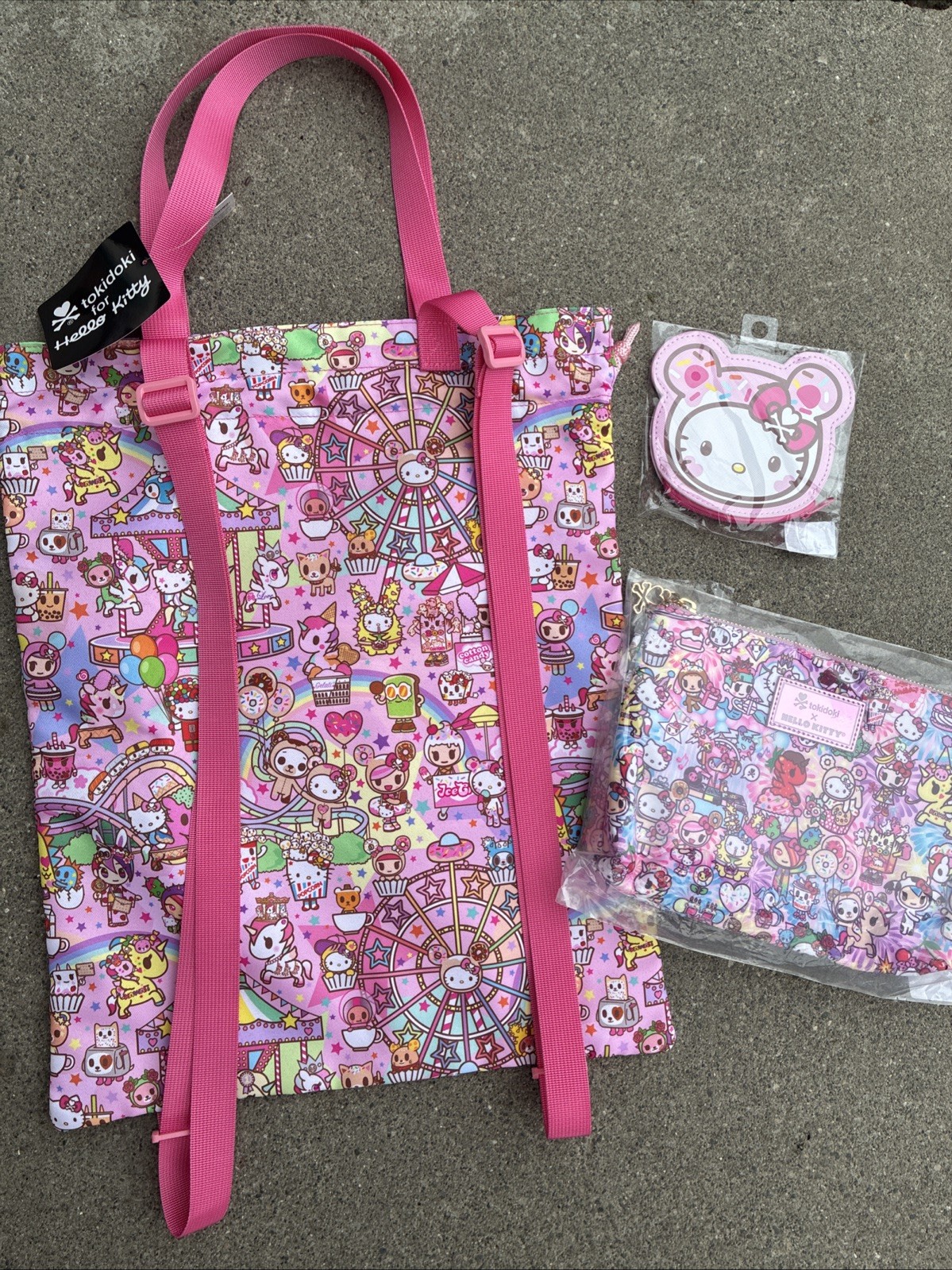 TOKIDOKI X HELLO KITTY Bundle Tote Coin Purse Pouch Carnival Birthday Sprinkles TOKIDOKI X HELLO KITTY Bundle Tote Coin Purse Pouch Carnival Birthday Sprinkles