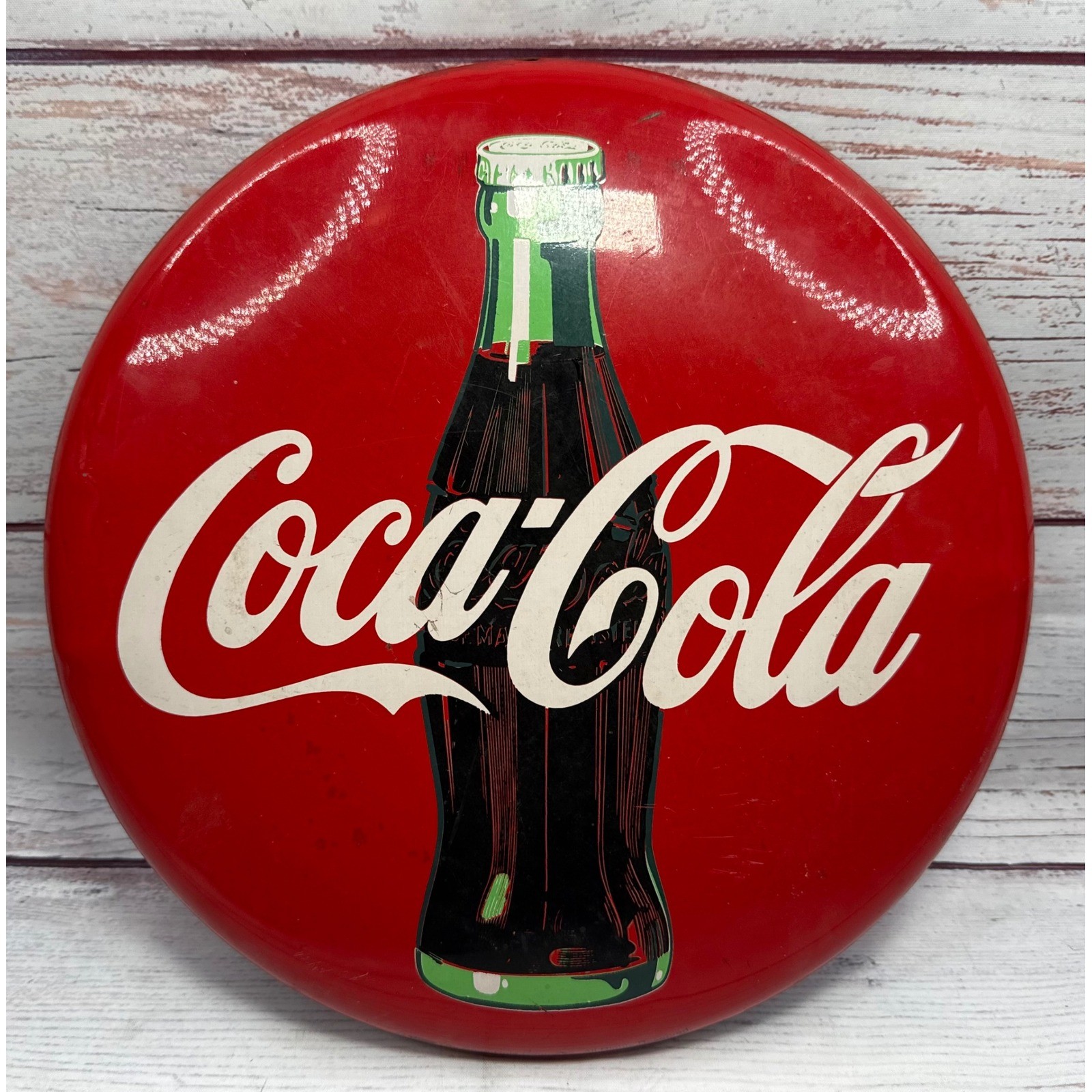 Vintage Coca-Cola Classic Red Metal Button Sign 12" Round Vintage Coca-Cola Classic Red Metal Button Sign 12" Round
