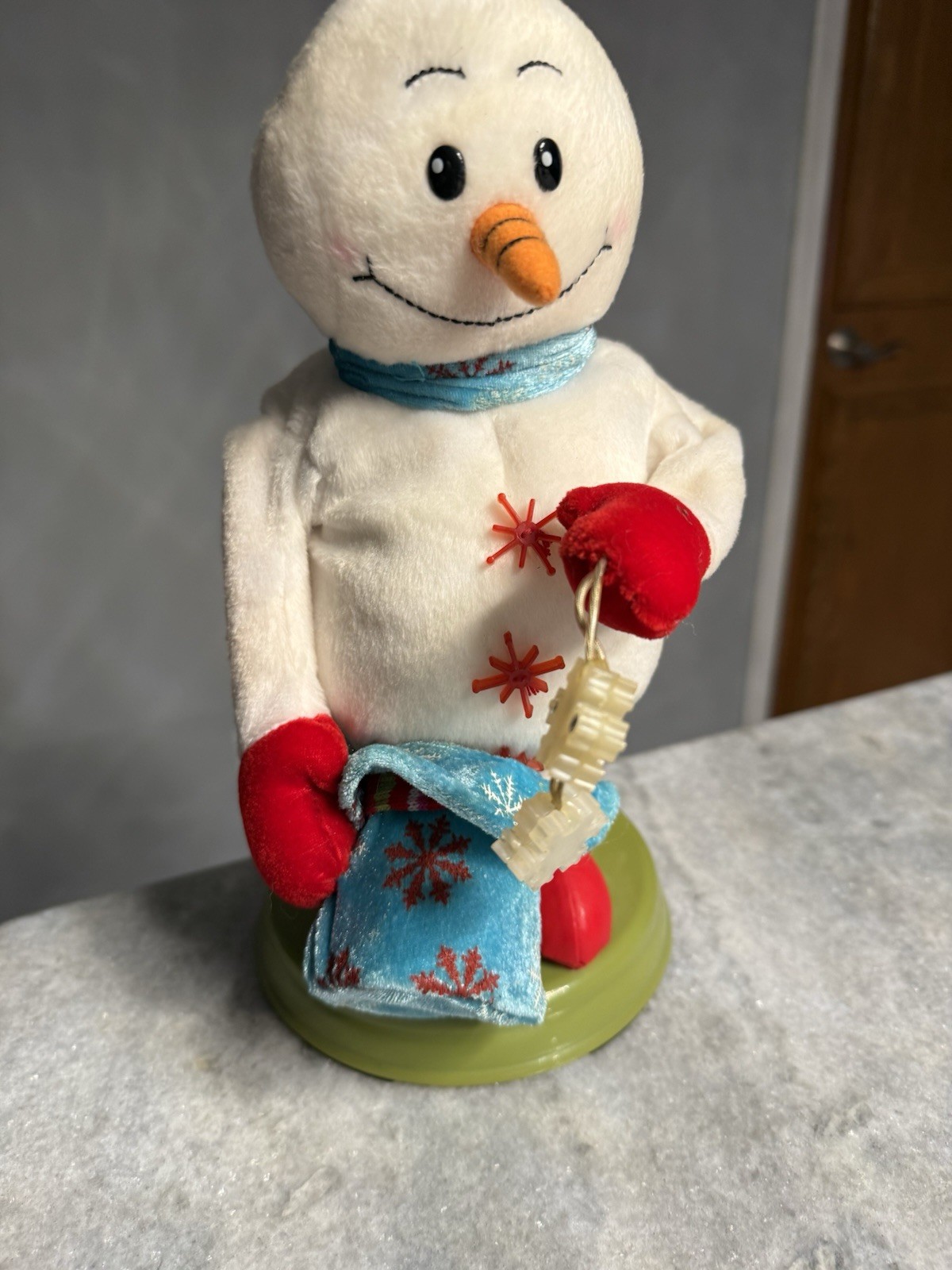Gemmy Animated Spinning Snowflake Snowman Mini Blue
