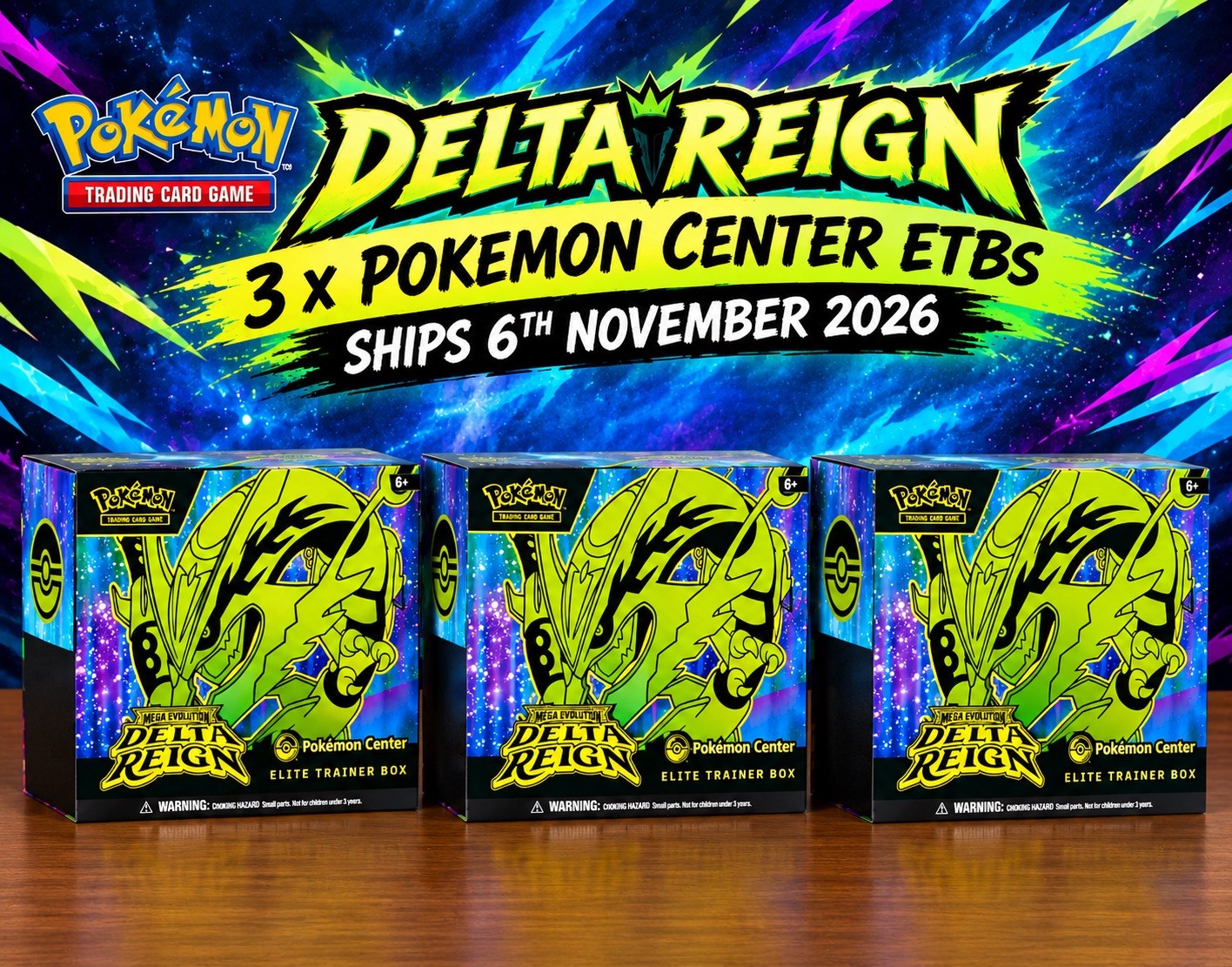 PRE SALE POKEMON CENTRE MEGA EVOLUTION DELTA REIGN ETBs X3 PRE SALE POKEMON CENTRE MEGA EVOLUTION DELTA REIGN ETBs X3