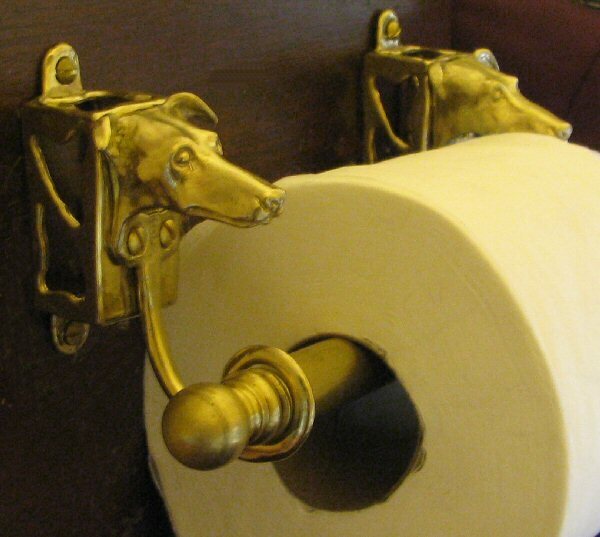 GREYHOUND / WHIPPET Bronze Toilet Paper Holder OR Paper Towel Holder