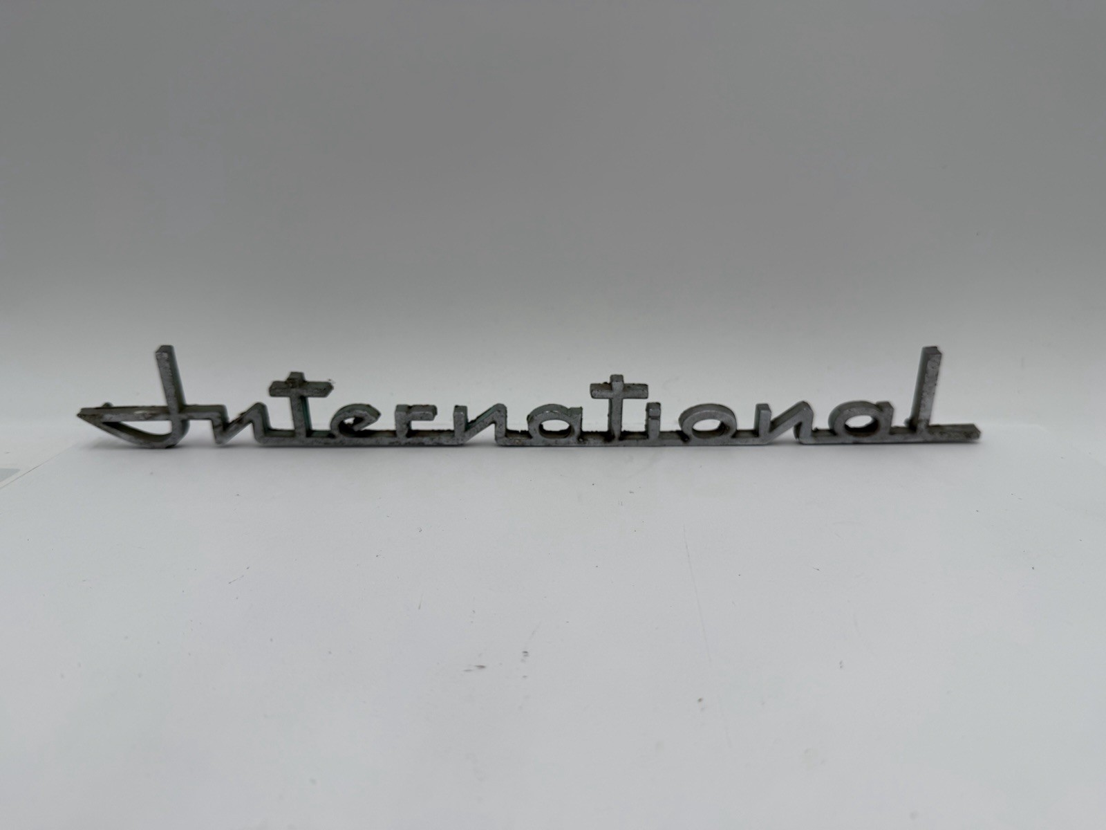 Vintage International Harvester Truck Script Emblem 12” Travelall Loadstar IH Vintage International Harvester Truck Script Emblem 12” Travelall Loadstar IH