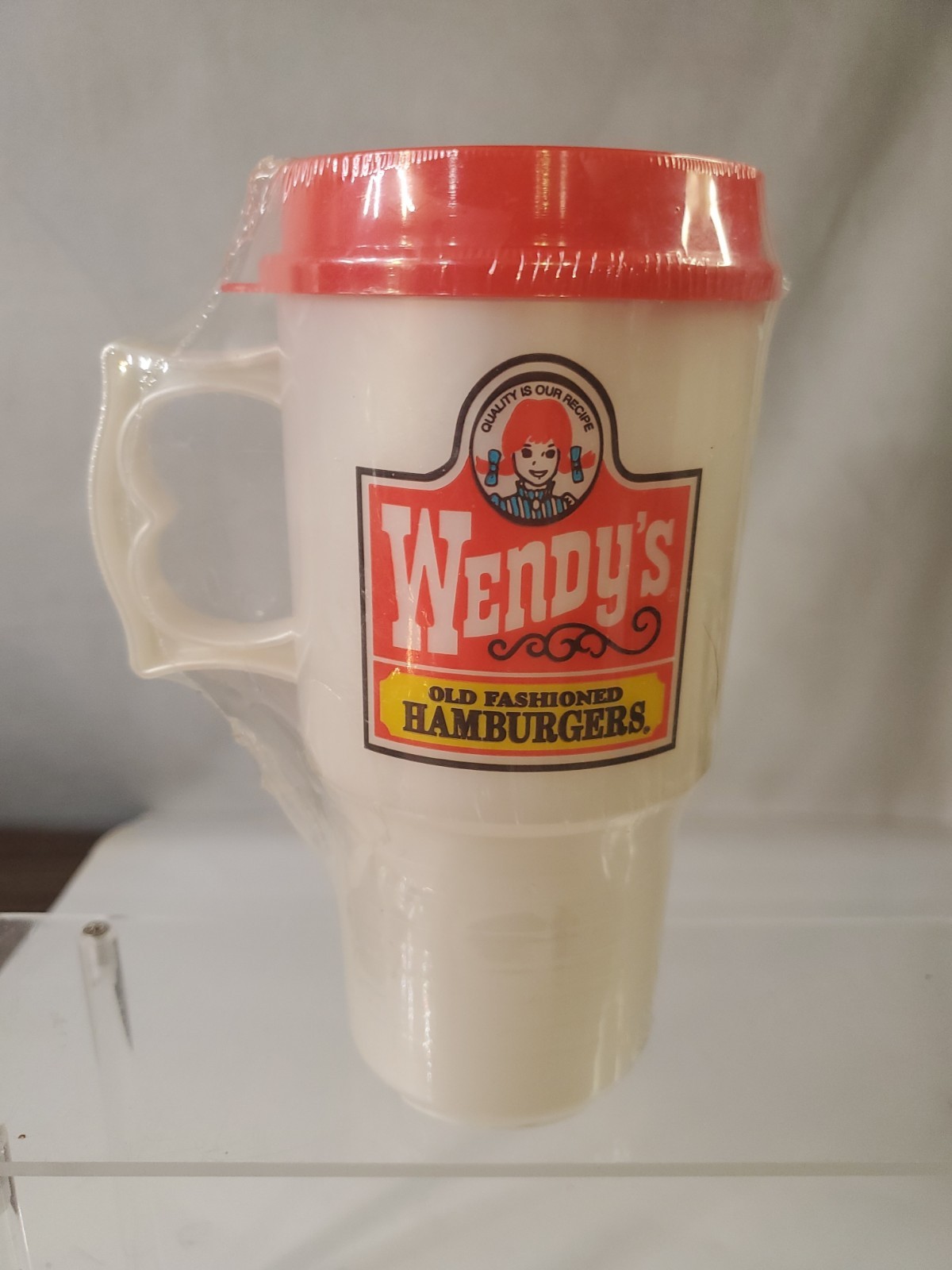 Vintage Pre-Mom Wendy’s Old Fashioned Hamburgers Travel Tumbler Auto Mug Vintage Pre-Mom Wendy’s Old Fashioned Hamburgers Travel Tumbler Auto Mug