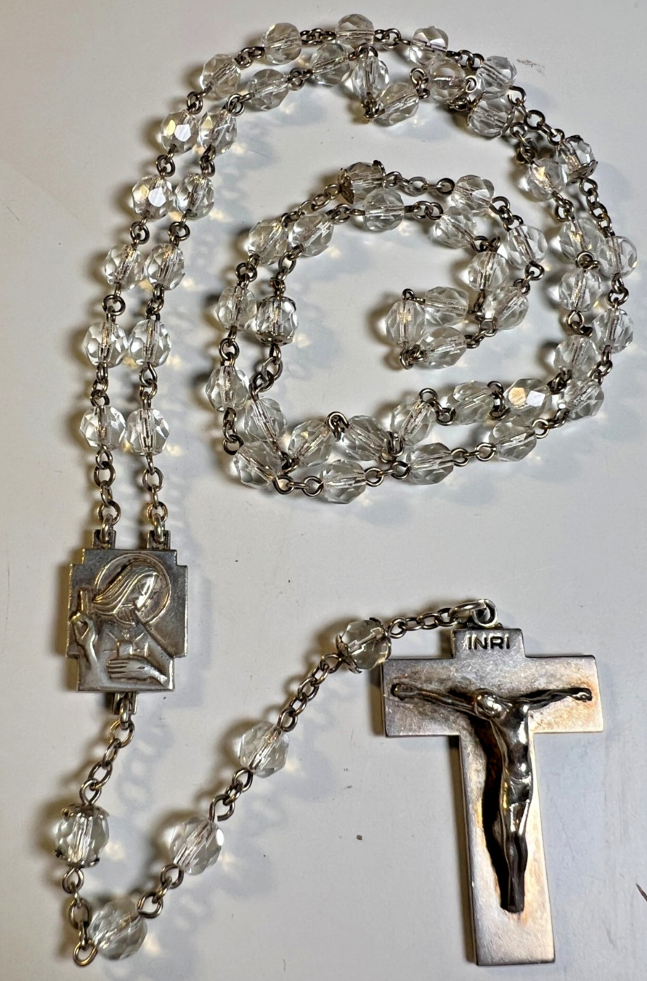 Antique Creed Sterling Silver Catholic Rosary Crucifix Necklace Massachusetts Antique Creed Sterling Silver Catholic Rosary Crucifix Necklace Massachusetts