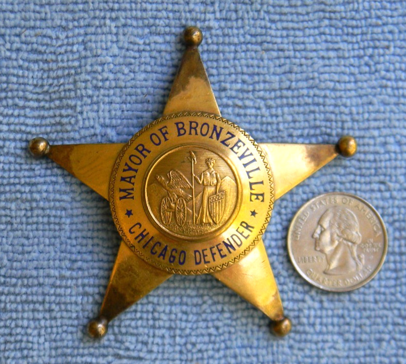 Rare 1948 Chicago Defender Newspaper Mayor of Bronzeville Community Award Badge