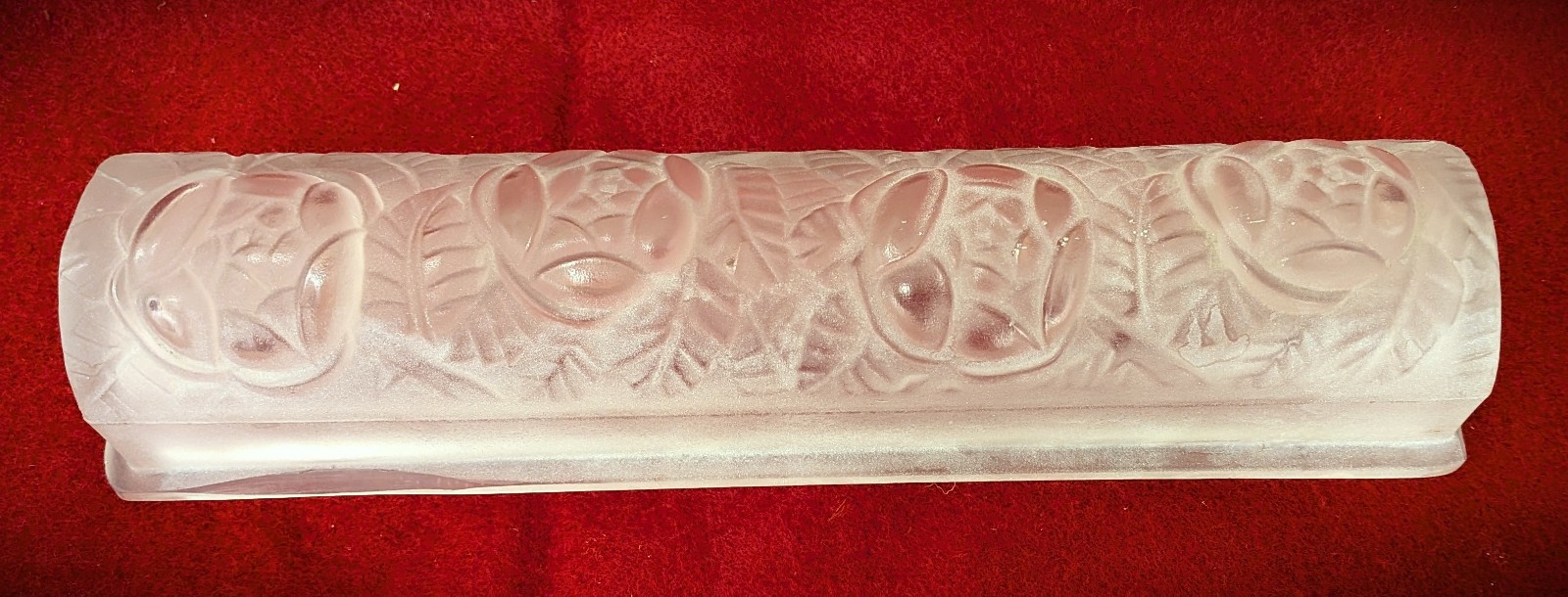 Vintage Degue French Art Deco  Frosted Molded Floral Glass Slip Shade #2