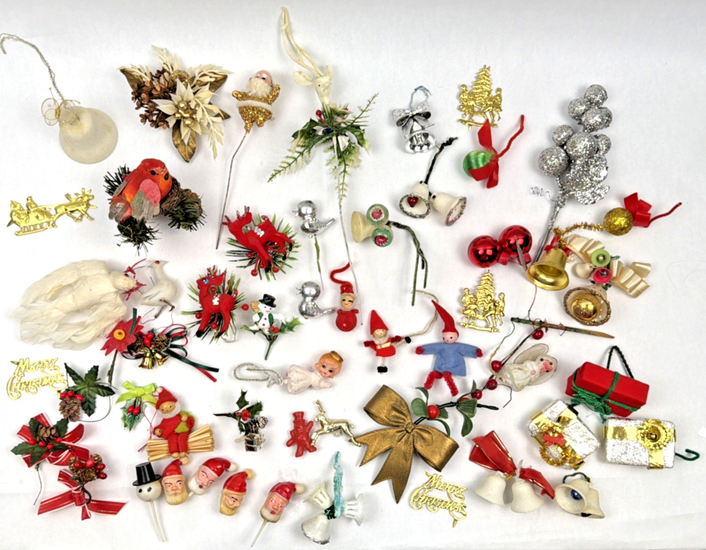Vintage Christmas Decoratins Lot Pipe Cleaner Santa Snowman Picks Ornaments Vintage Christmas Decoratins Lot Pipe Cleaner Santa Snowman Picks Ornaments