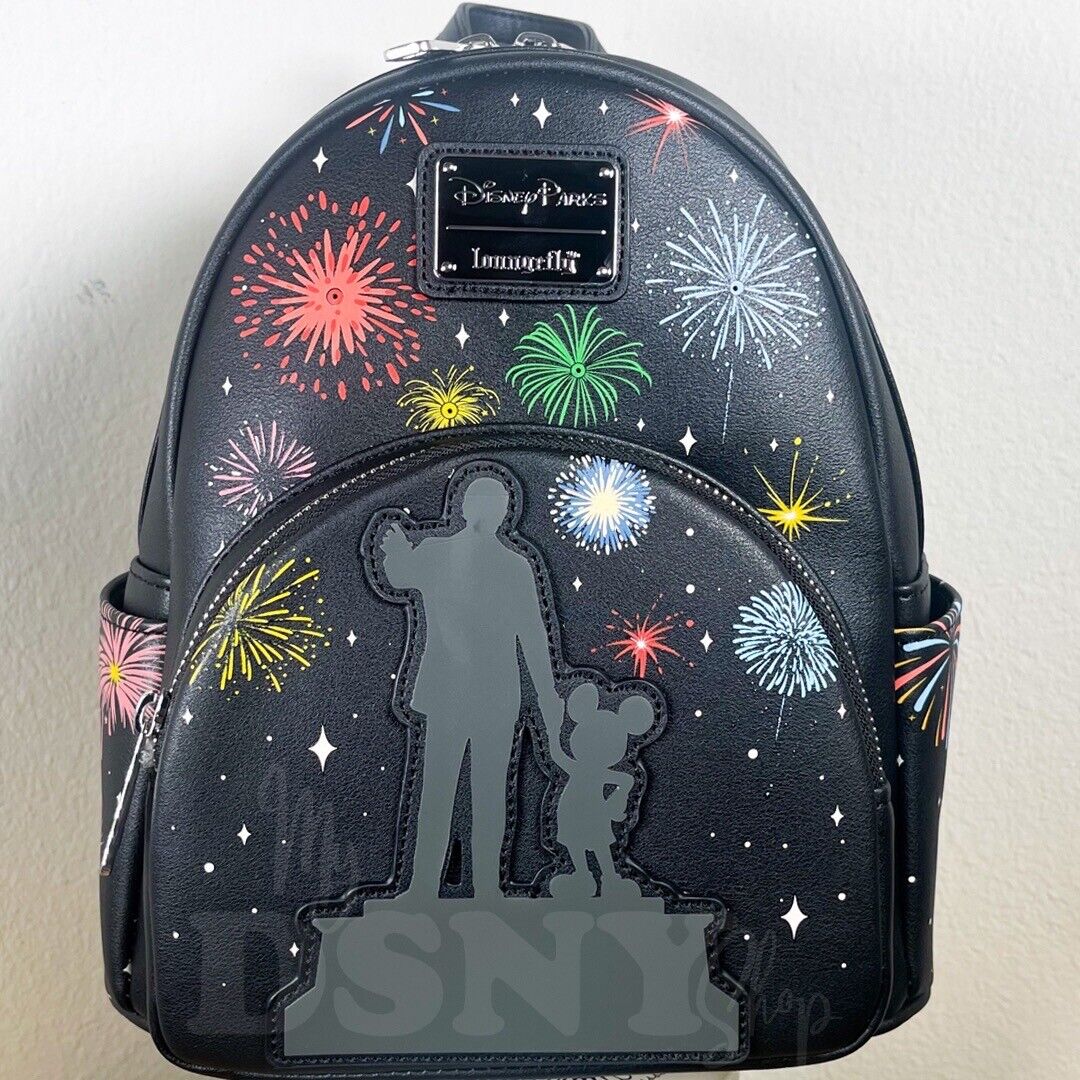 Disney Parks 100th Partners Mickey Walt Fireworks LighUp GITD Backpack Loungefly