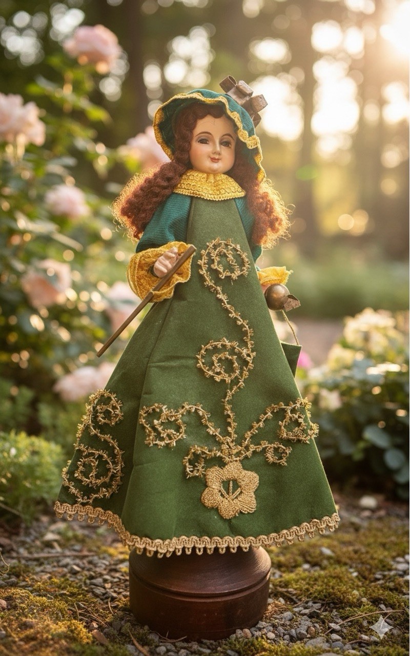 Vintage Santo Nino Child Of Prague Sculpture Glass Eyes Wool Hair 20” Spain