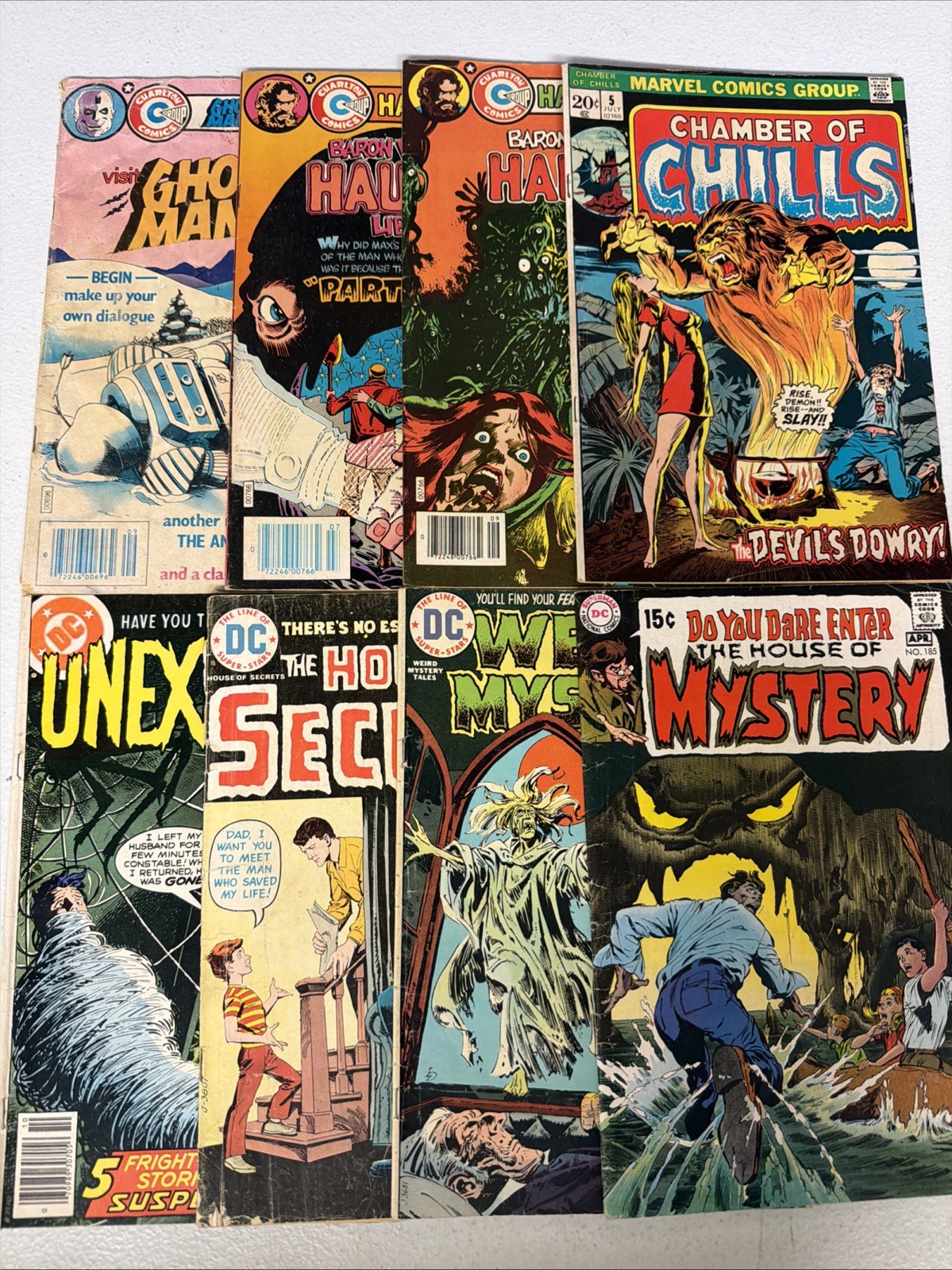 DC Marvel Charlton Bronze Age HORROR Lot 8 Comics 1st Print 1970s Lot #15 *Z6 DC Marvel Charlton Bronze Age HORROR Lot 8 Comics 1st Print 1970s Lot #15 *Z6