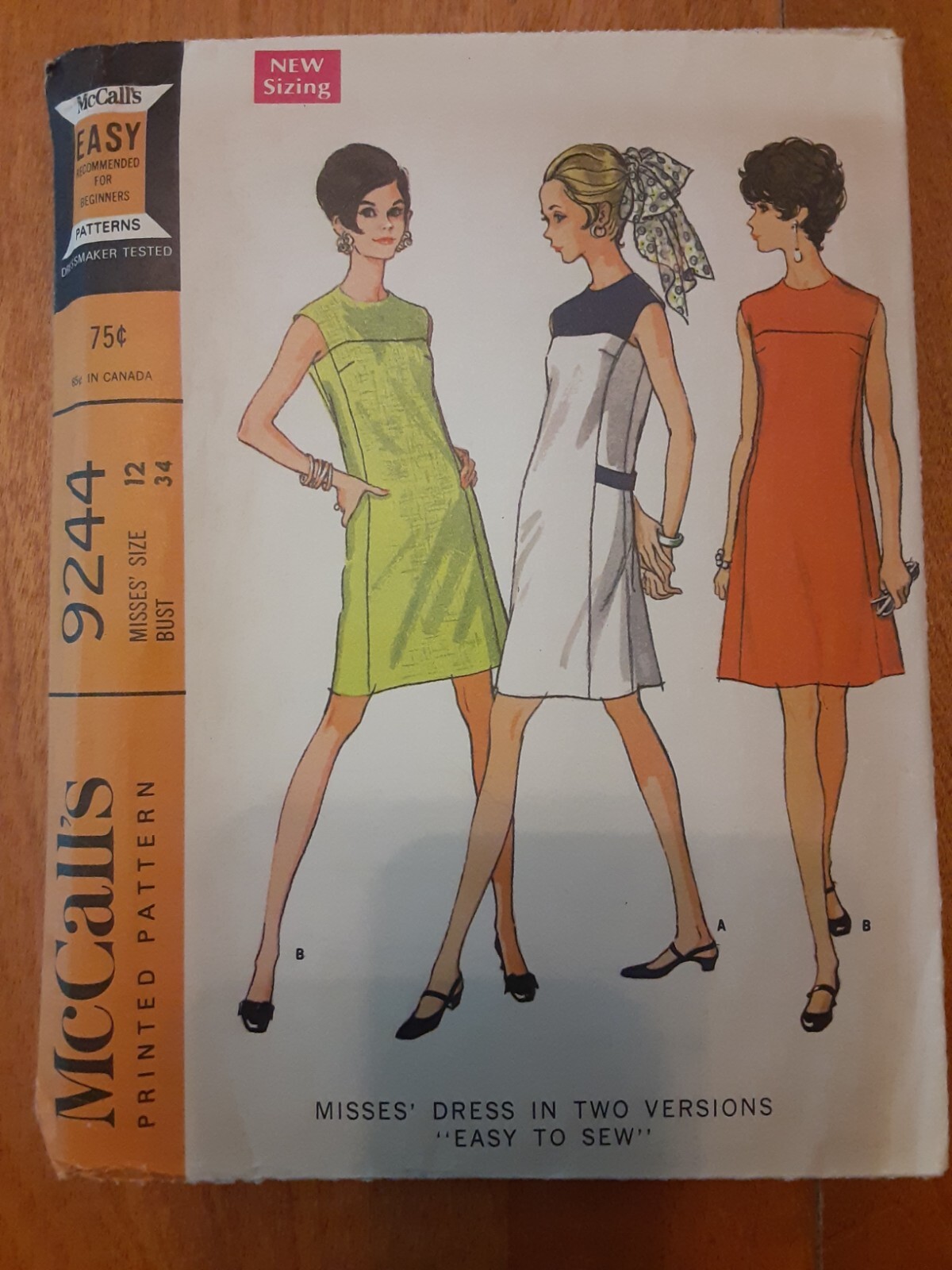 1968 McCall's #9244 Sz12/34"B Miss 5 Panel Front Yoke Sleeveless Dress 1968 McCall's #9244 Sz12/34"B Miss 5 Panel Front Yoke Sleeveless Dress