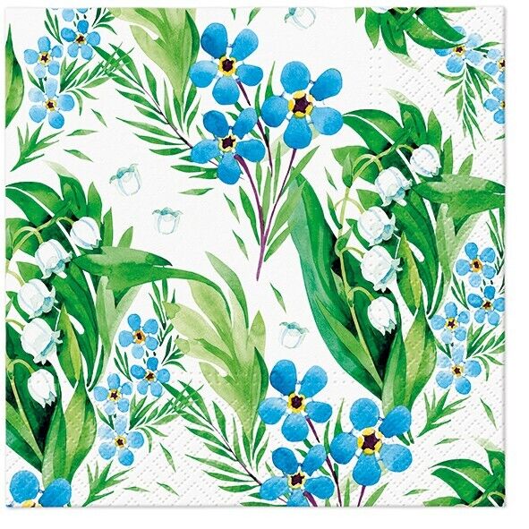 Two Individual Luncheon Decoupage Paper Napkins Spring Lily of the Valley Floral