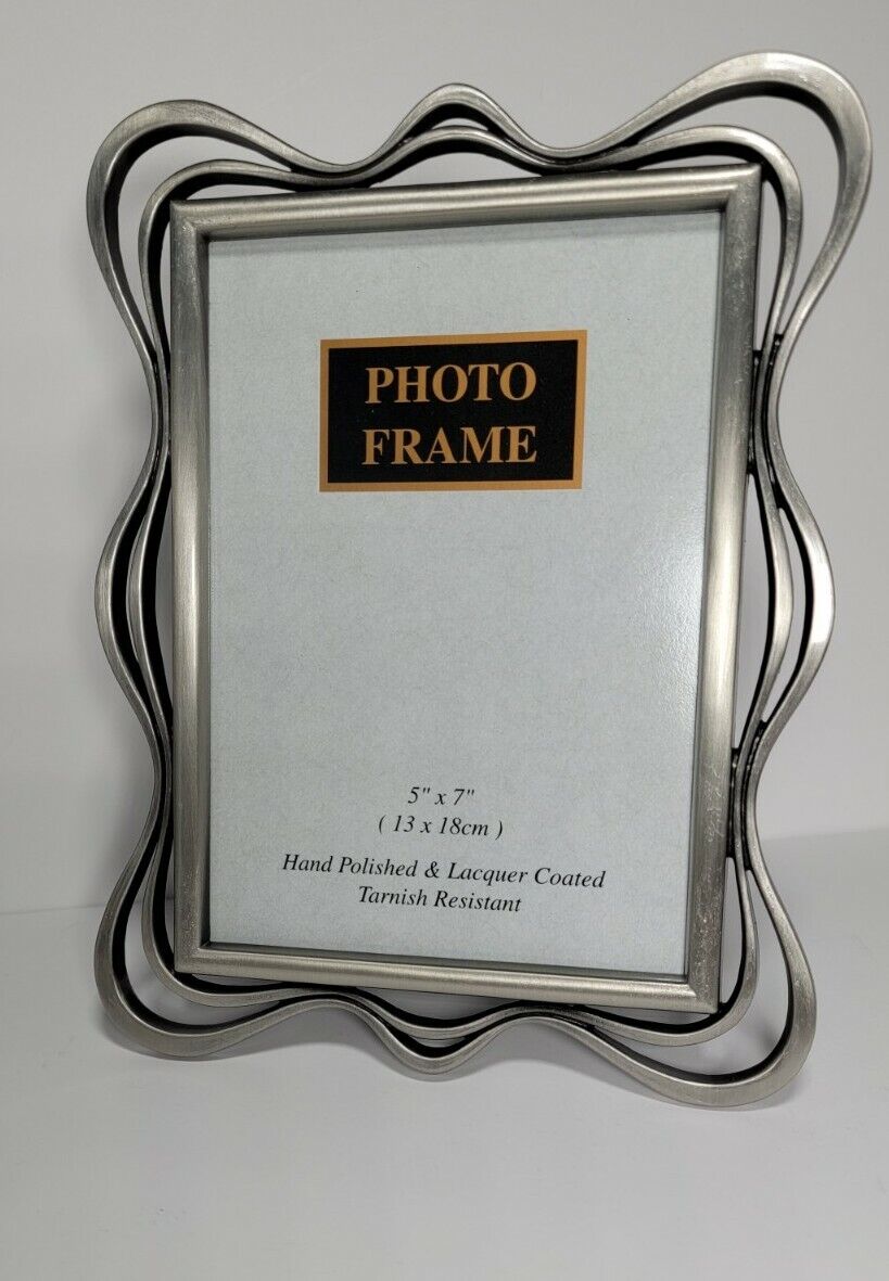 5x7 Antique Pewter Finish Swirl Line Style Photo Frame Lacquer Coated 