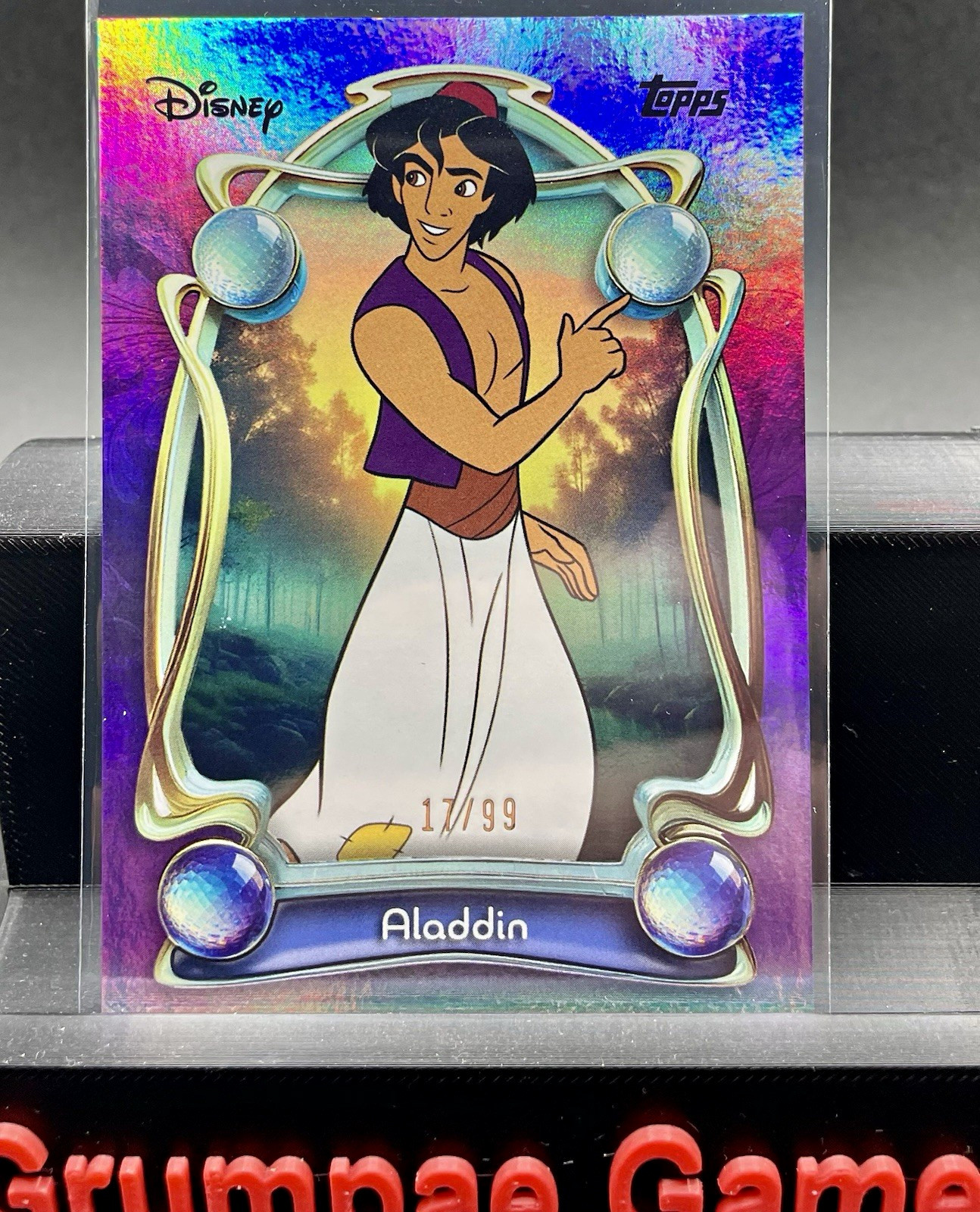 Topps 2025 Disney Chrome Aladdin #49 Purple Foil Parallel Serial Numbered 17/99