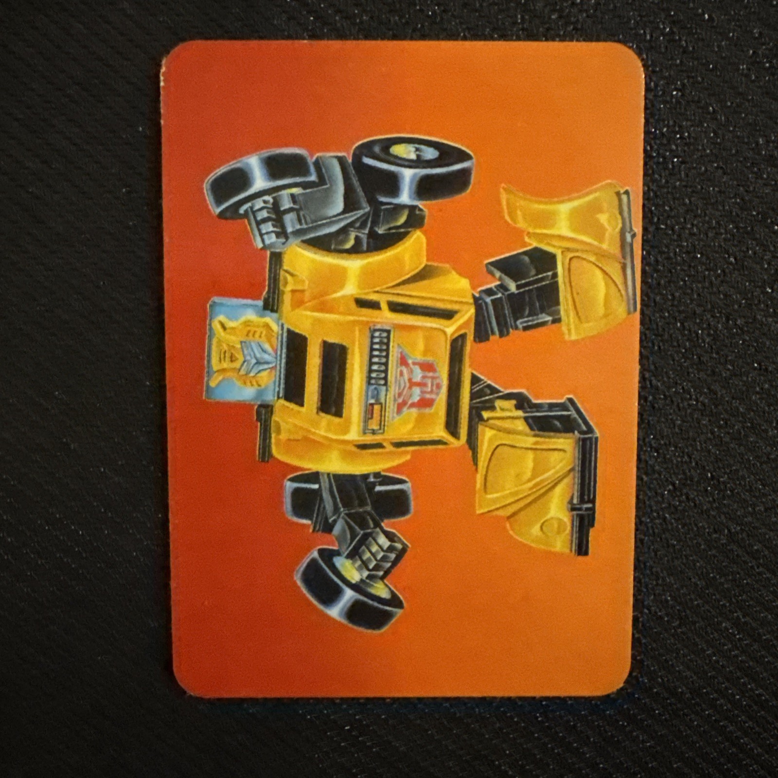 1985 Hasbro Transformers Card Bumblebee Orange Background Rare 1985 Hasbro Transformers Card Bumblebee Orange Background Rare