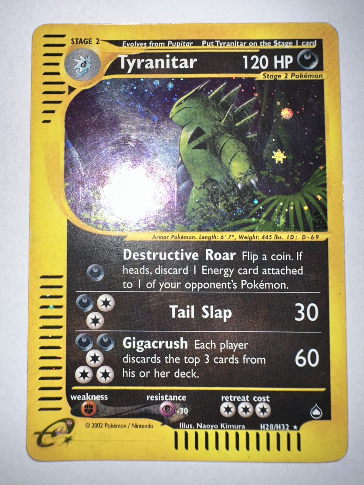 Tyranitar H28/H32 Aquapolis Holo Ultra Rare Pokemon TCG e-reader - Holo Swirl Tyranitar H28/H32 Aquapolis Holo Ultra Rare Pokemon TCG e-reader - Holo Swirl