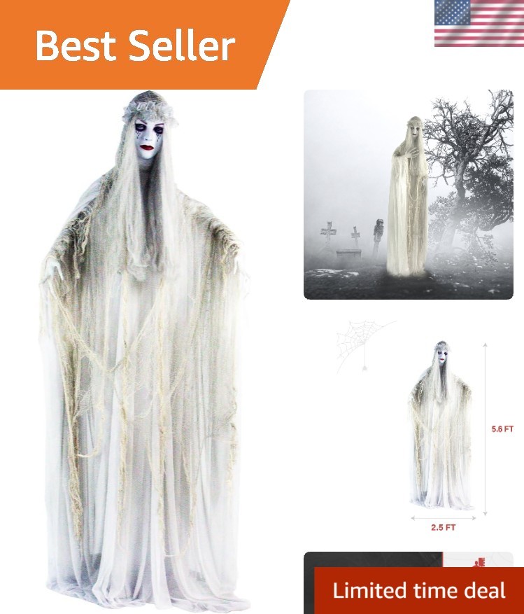 Eerie Life-Size 5.6-Ft Bride Animatronic - Perfect for Halloween Thrills Eerie Life-Size 5.6-Ft Bride Animatronic - Perfect for Halloween Thrills