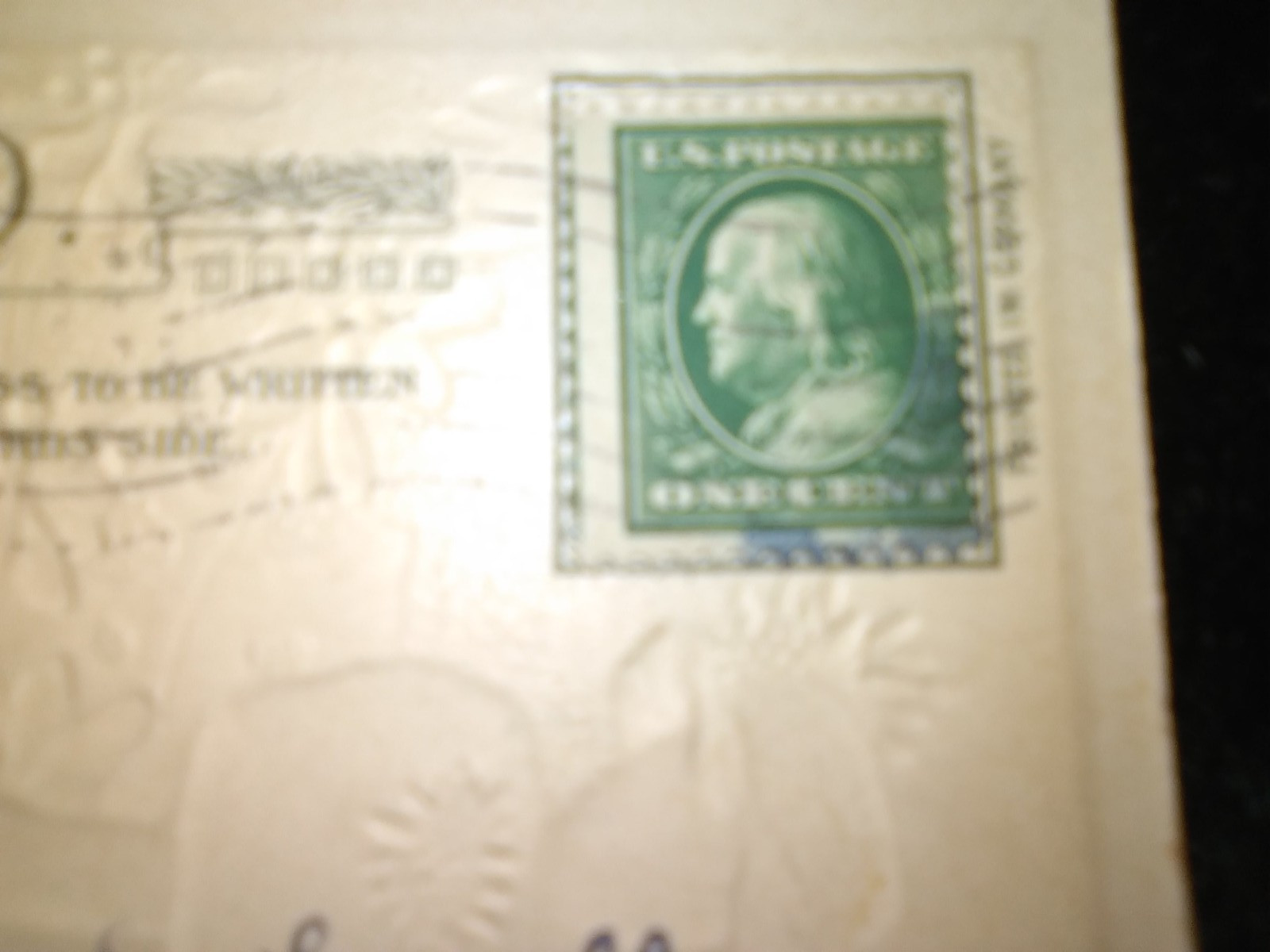 original 1910-1915 rare post card with collectible bejamin franklin 1 cent stamp original 1910-1915 rare post card with collectible bejamin franklin 1 cent stamp