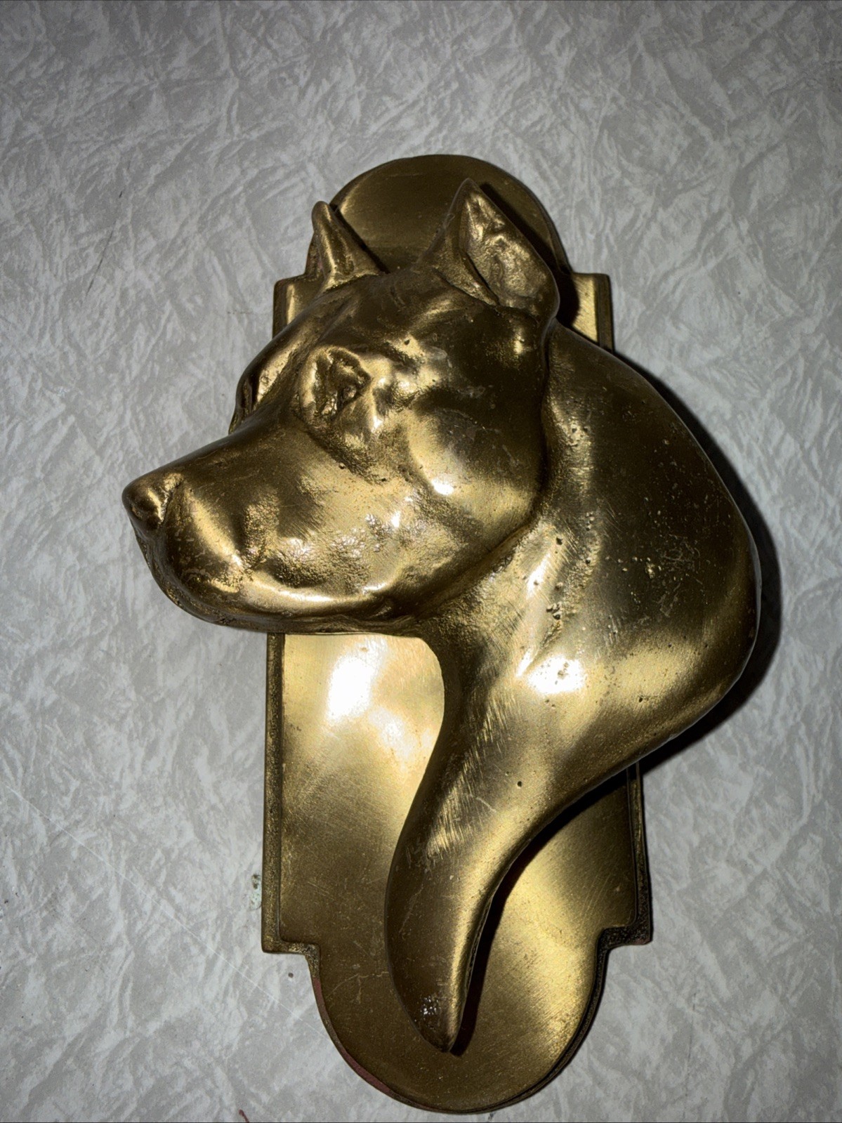Authentic Antique AMERICAN PIT BULL TERRIER Solo Door Knocker Cast Brass EUC