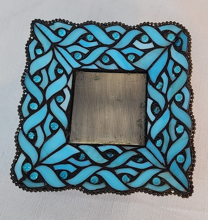 Square Leaded Stained Glass Square Candle Holder 6.5” Square For 3”x3” Candle Square Leaded Stained Glass Square Candle Holder 6.5” Square For 3”x3” Candle