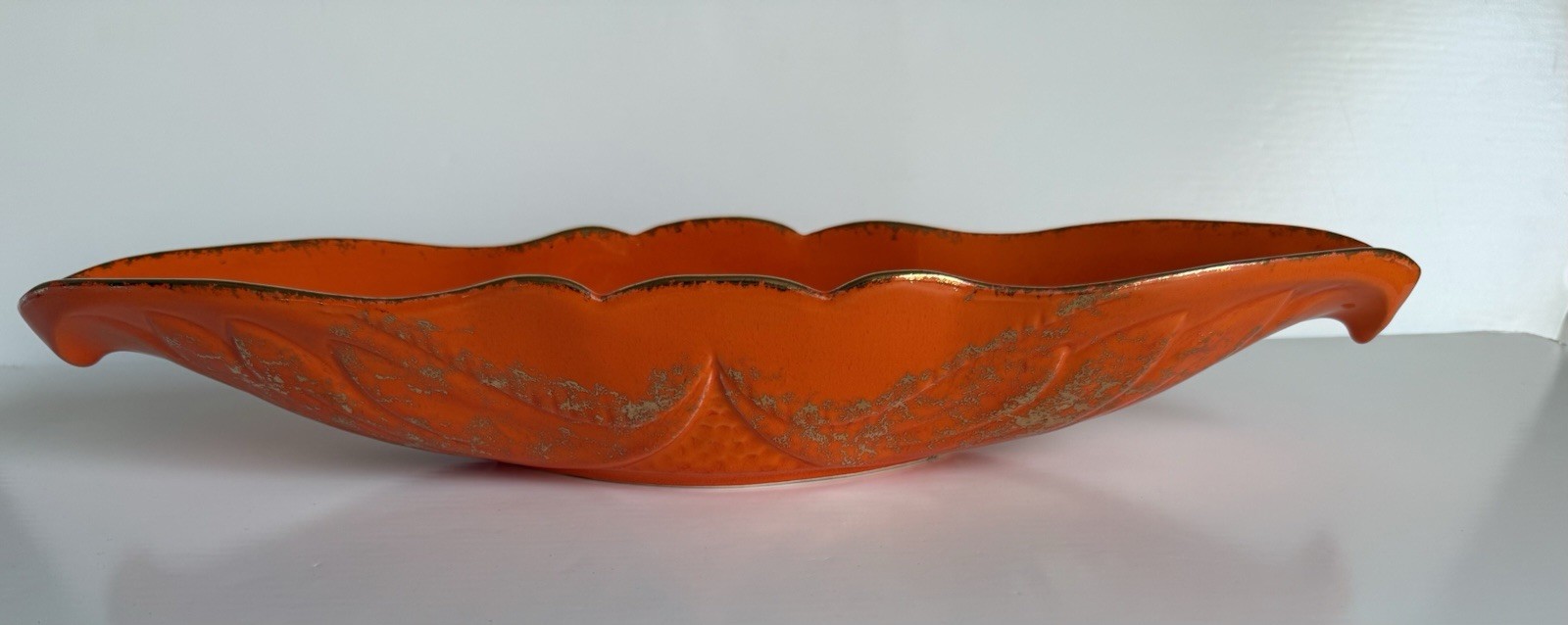 MCM Maurice California Pottery Bright Orange and  Gold 17” long