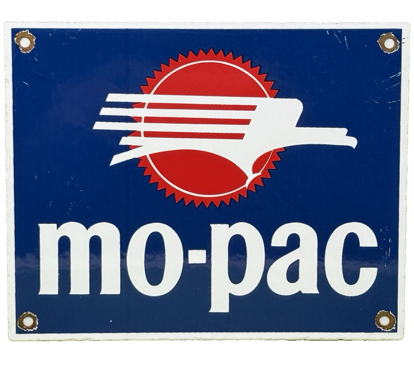 VINTAGE MO-PAC PORCELAIN SIGN TRAIN STATION GAS OIL RAILROAD FREIGHT VINTAGE MO-PAC PORCELAIN SIGN TRAIN STATION GAS OIL RAILROAD FREIGHT