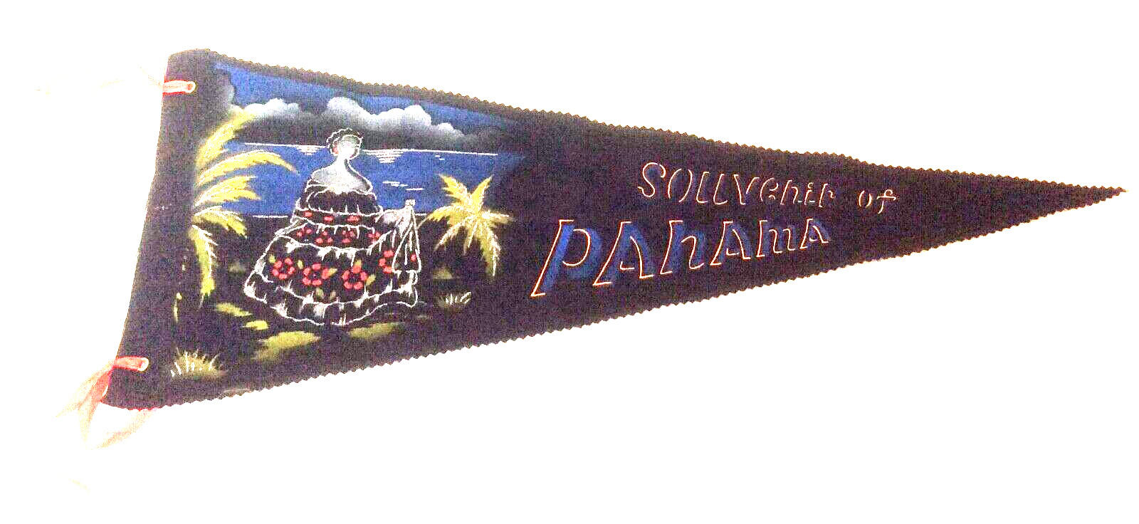 Vintage “Souvenir Of Pahama” Black Embellished Graphic Felt Pennant 22 1/4” Vintage “Souvenir Of Pahama” Black Embellished Graphic Felt Pennant 22 1/4”