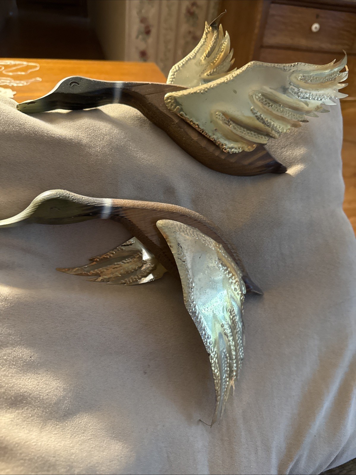 Vintage Home Interior Flying Mallard Ducks Brass Wall Art Brutalist Set of 2 Vintage Home Interior Flying Mallard Ducks Brass Wall Art Brutalist Set of 2