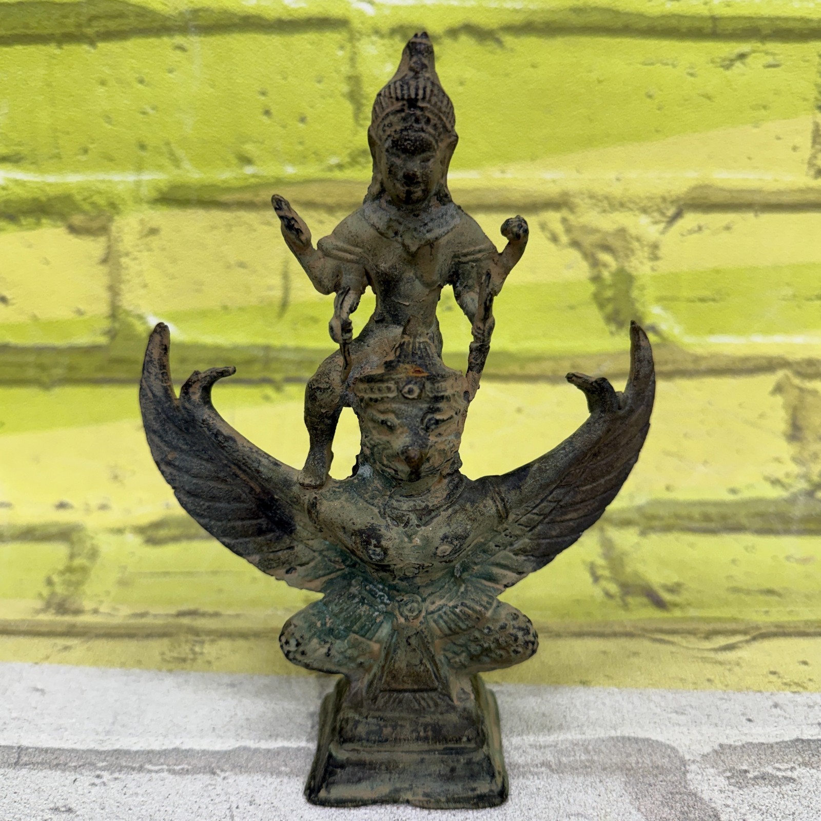 Vintage Bronze Vishnu Riding Garuda Hindu Statue Thai Indonesian Figure 6.5" Vintage Bronze Vishnu Riding Garuda Hindu Statue Thai Indonesian Figure 6.5"