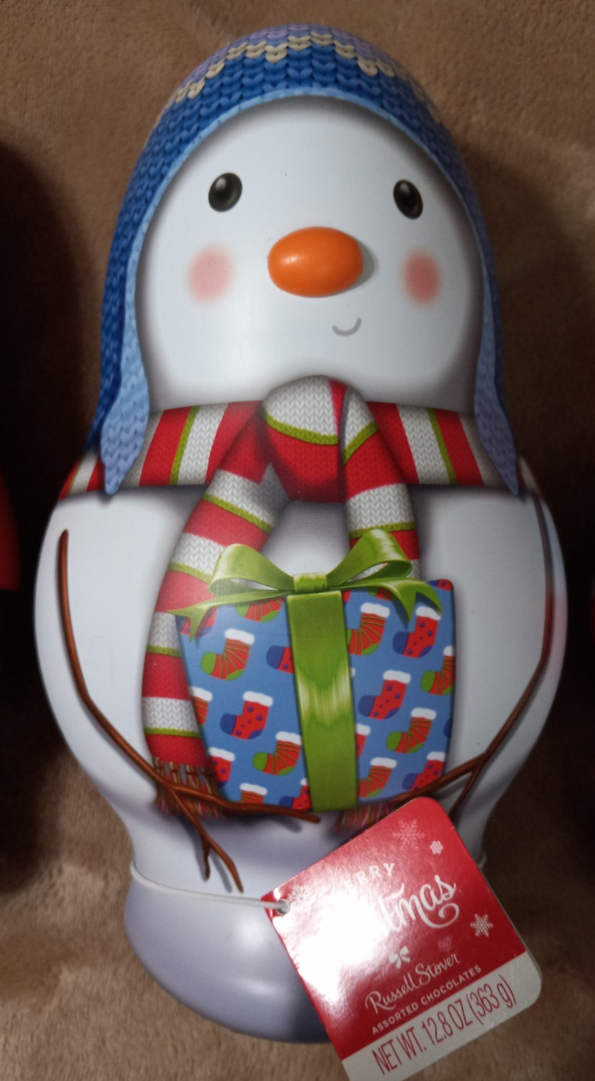 Russell Stover Vintage Christmas Snowman Tin - Preowned