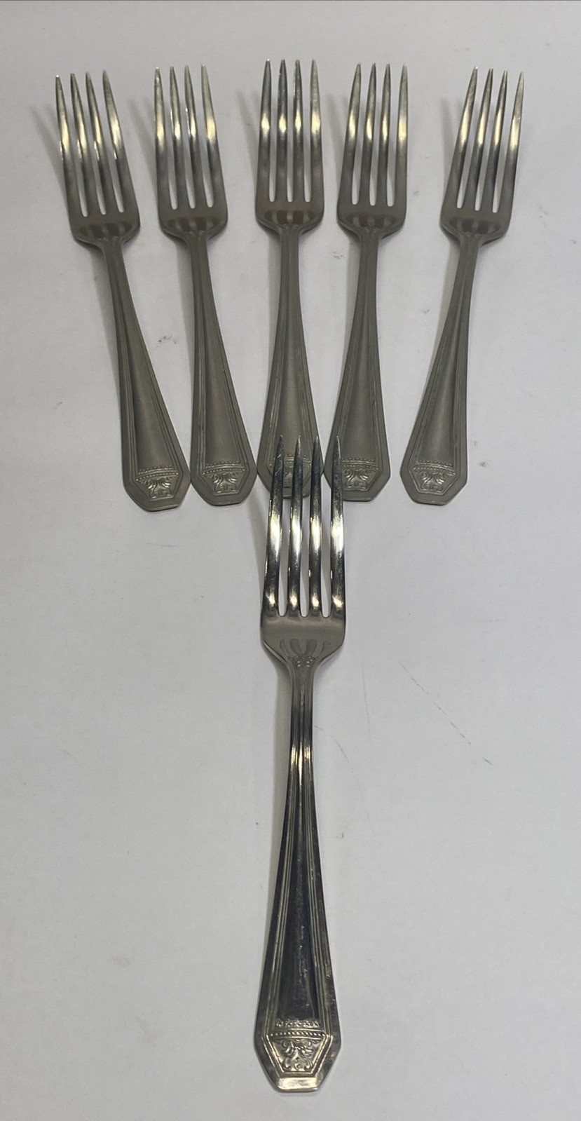 Antique 1924 WM A Rogers Nickel Silver Saxon Dinner Forks Lot Of 6