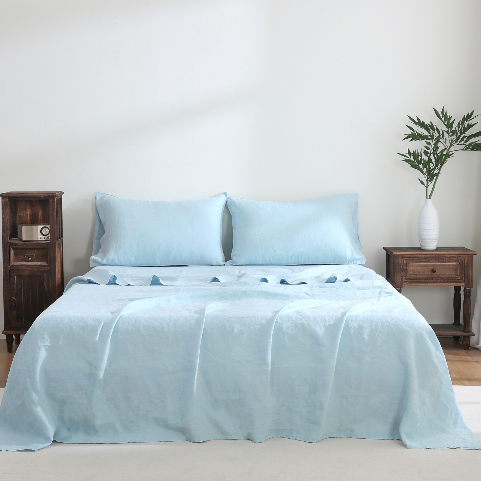 100% France Linen Sheets 4 Pcs Set 1 Flat Sheet 1 Fitted Sheet 2 Pillowcases 100% France Linen Sheets 4 Pcs Set 1 Flat Sheet 1 Fitted Sheet 2 Pillowcases