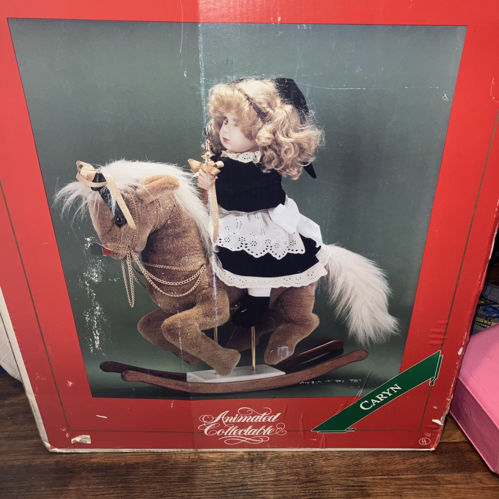 Santa's Best Animated Christmas Display Rocking Horse Girl Caryn Vintage c1990s Santa's Best Animated Christmas Display Rocking Horse Girl Caryn Vintage c1990s
